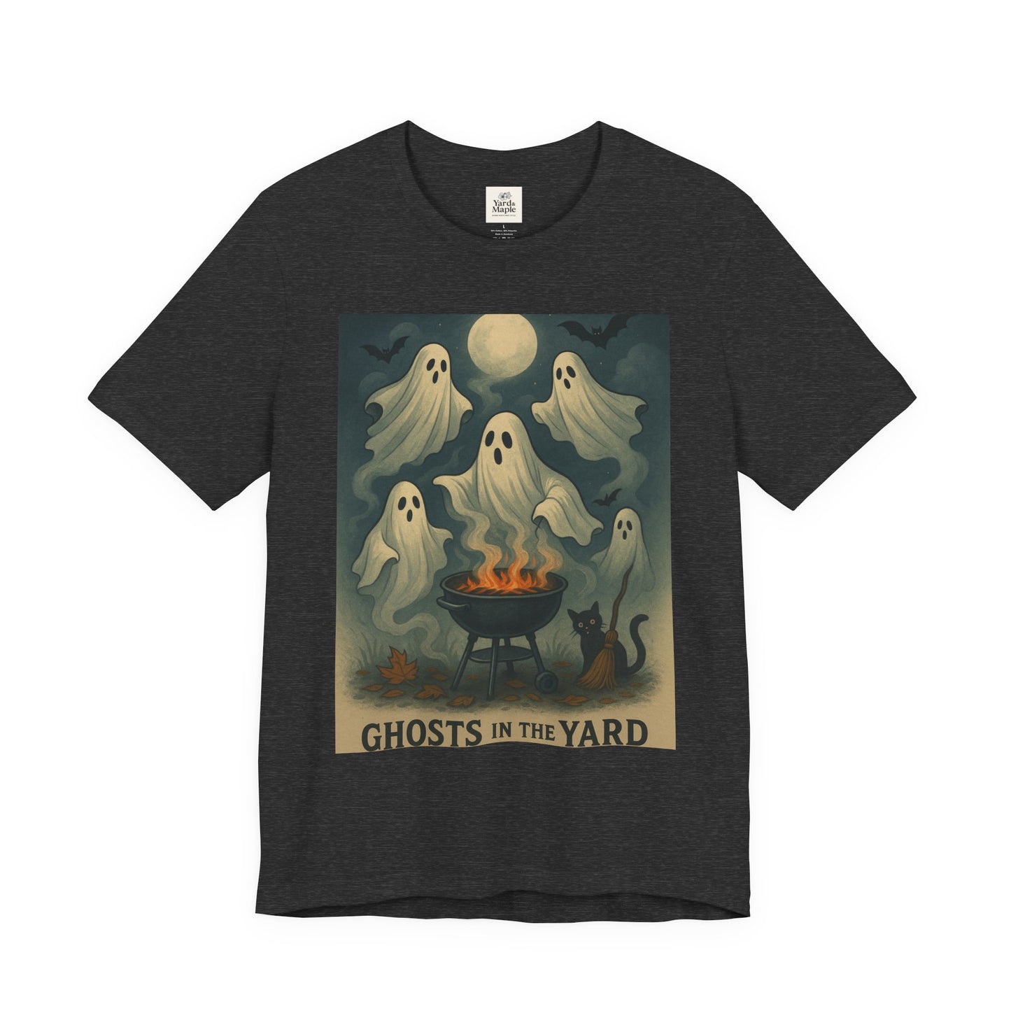 Ghosts in the Yard Tee - Spooky Unisex Short Sleeve Shirt, Halloween Shirt, Ghost Design, Casual Halloween Wear, Gift for Ghost Lovers