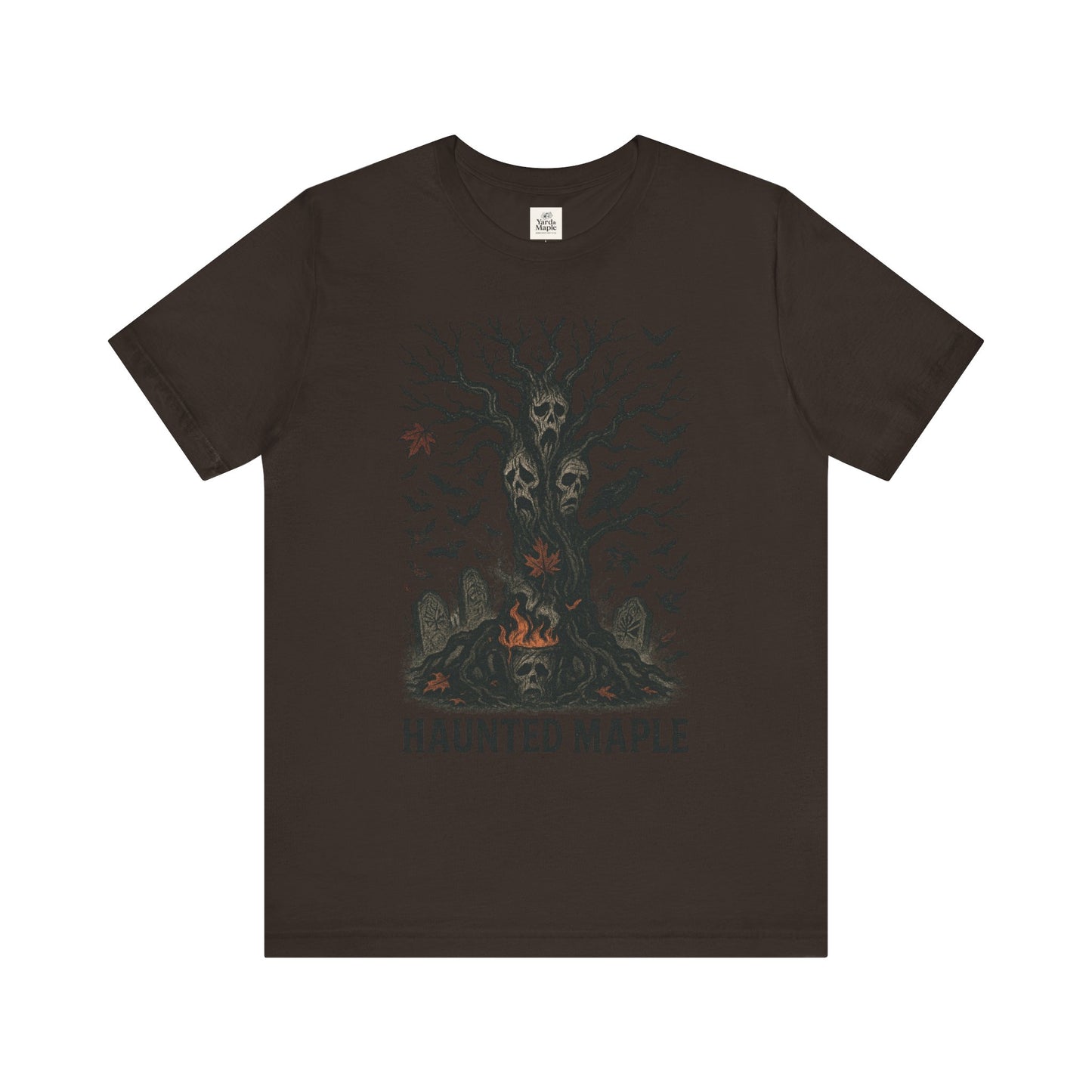 Haunted Maple Tee - Unisex Jersey Short Sleeve T-Shirt for Fall, Halloween, Spooky Vibe, Ghost Lovers, Unique Gift