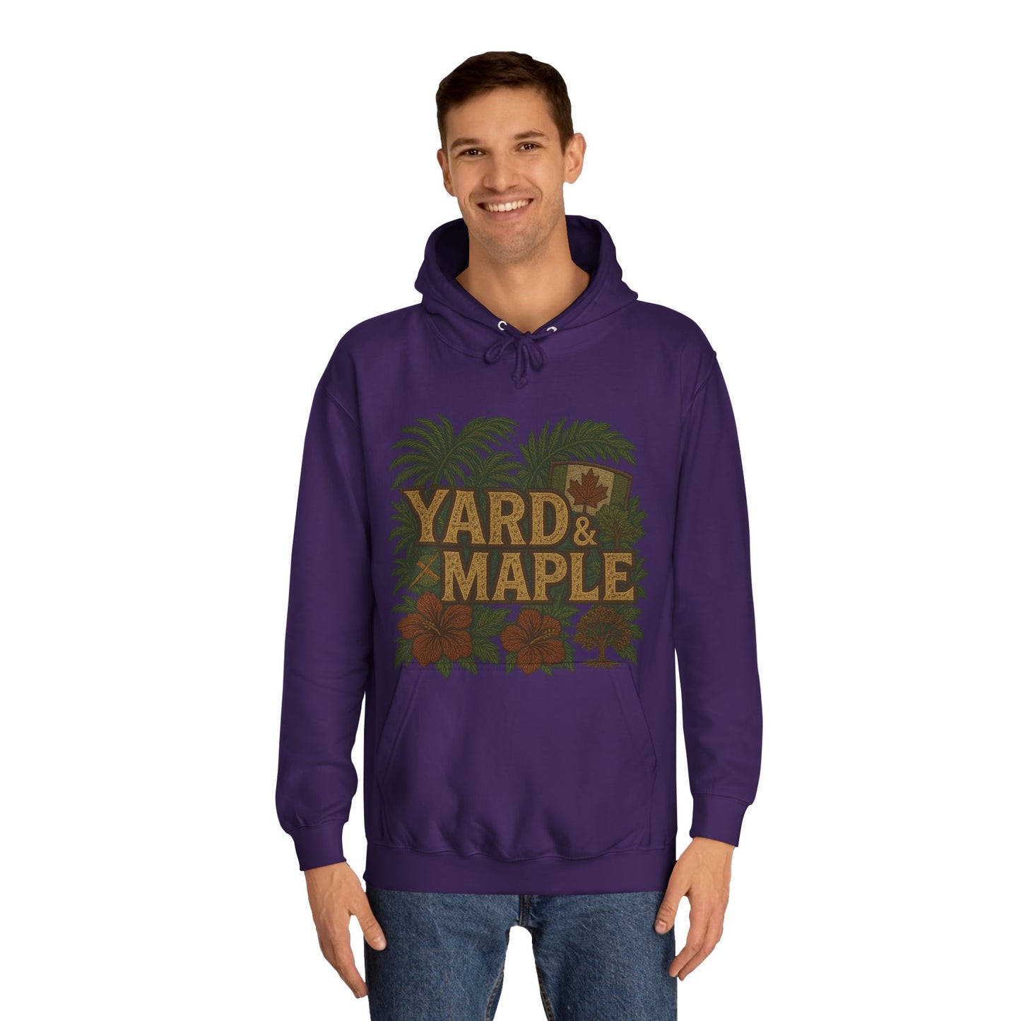 Cozy Unisex College Hoodie - Yard & Maple, Casual Wear, Student Gift, Outdoor Activity Sweater, Fall Fashion
