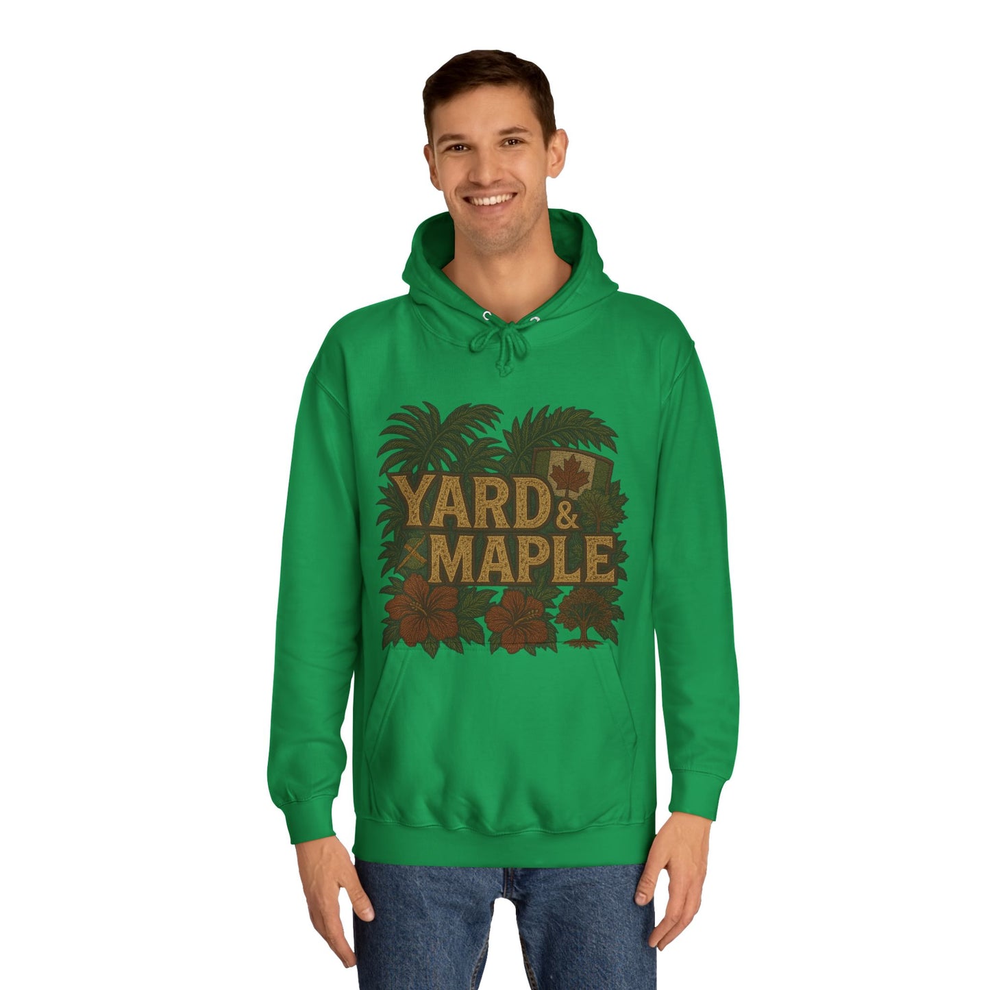 Cozy Unisex College Hoodie - Yard & Maple, Casual Wear, Student Gift, Outdoor Activity Sweater, Fall Fashion
