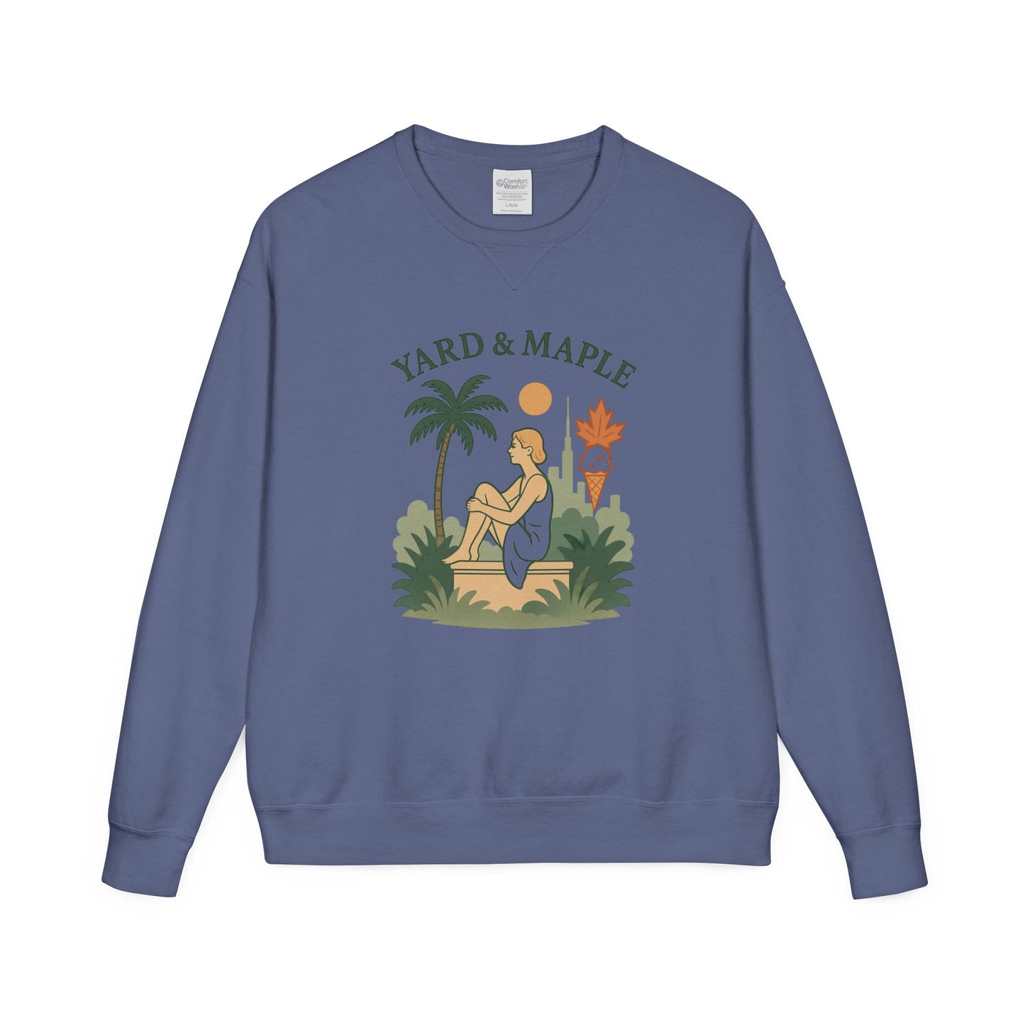 Yard & Maple Crewneck Sweatshirt, Cozy Sweatshirt, Unisex Apparel, Casual Wear, Summer Vibes, Gift for Him or Her