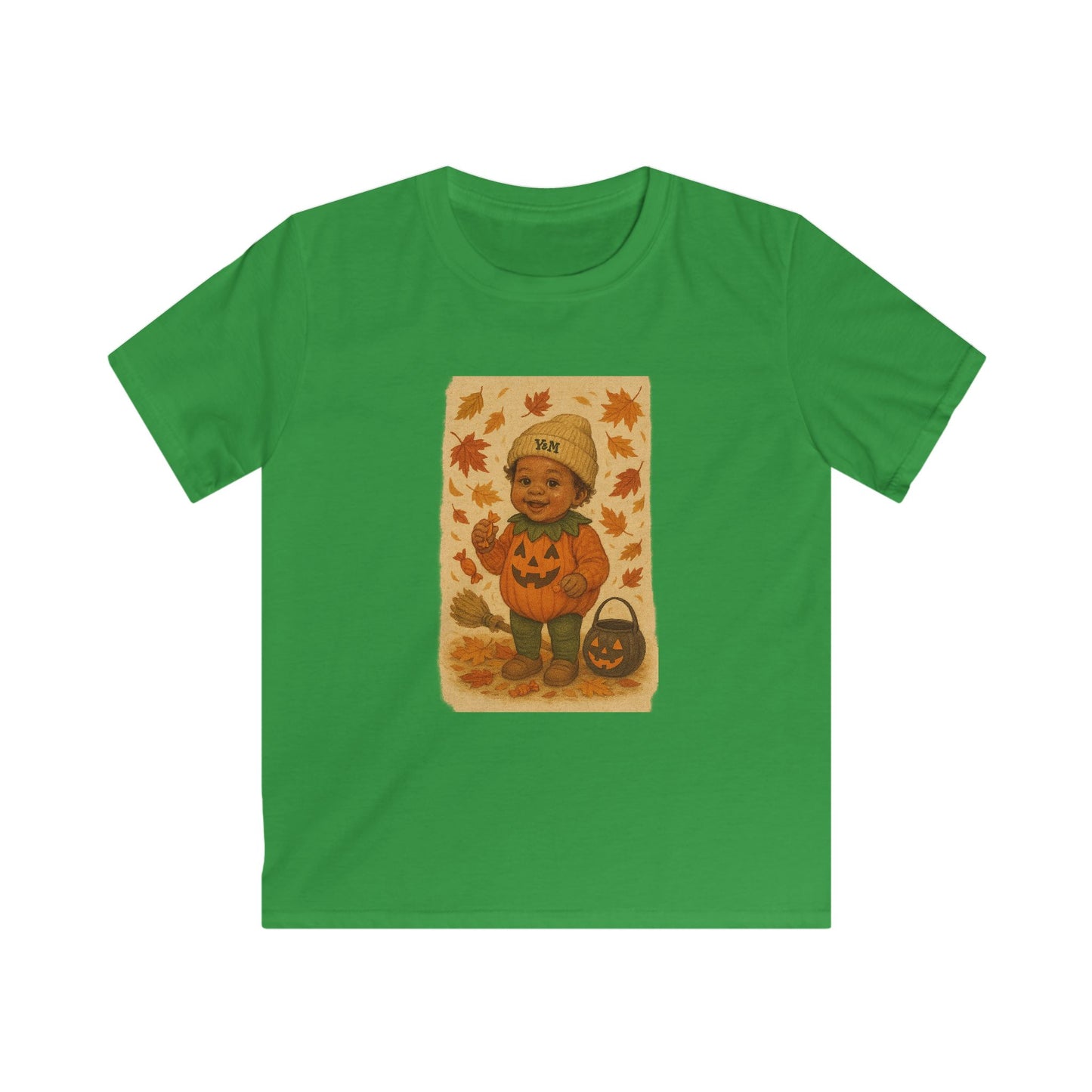 Vintage Halloween Kids Tee, Autumn Casual Wear, Trick or Treat T-Shirt, Perfect for Fall Celebrations, Cute Pumpkin Design