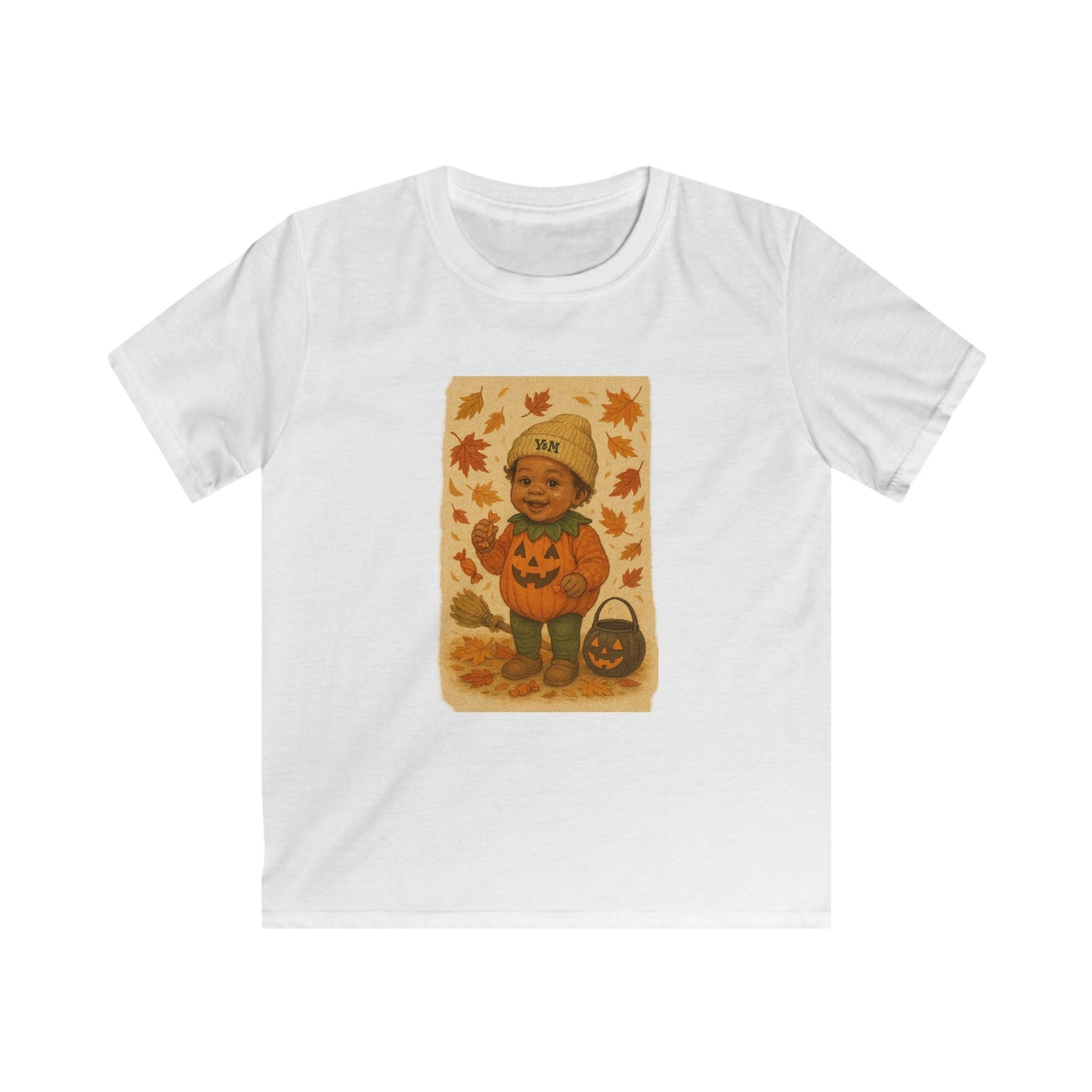 Vintage Halloween Kids Tee, Autumn Casual Wear, Trick or Treat T-Shirt, Perfect for Fall Celebrations, Cute Pumpkin Design