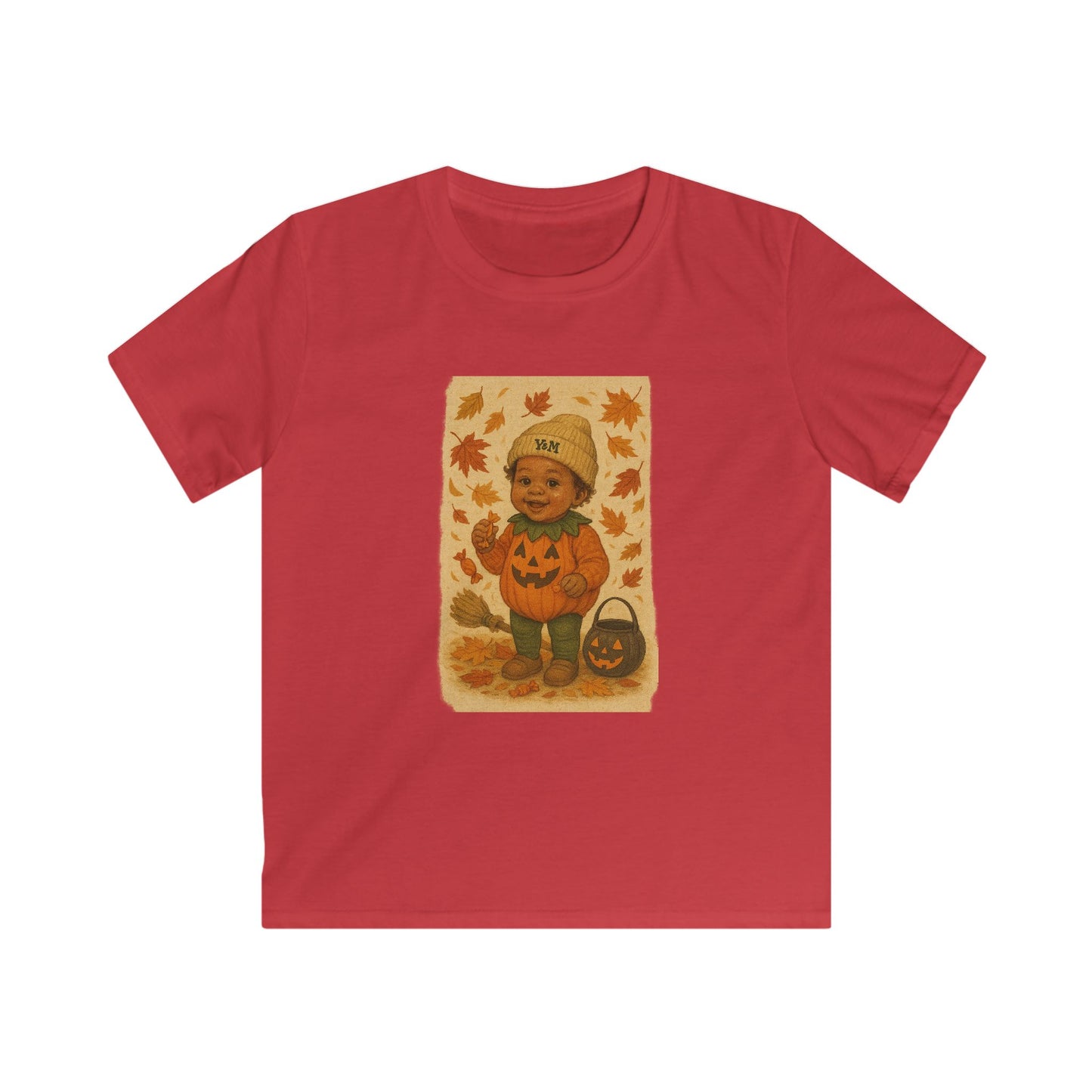 Vintage Halloween Kids Tee, Autumn Casual Wear, Trick or Treat T-Shirt, Perfect for Fall Celebrations, Cute Pumpkin Design