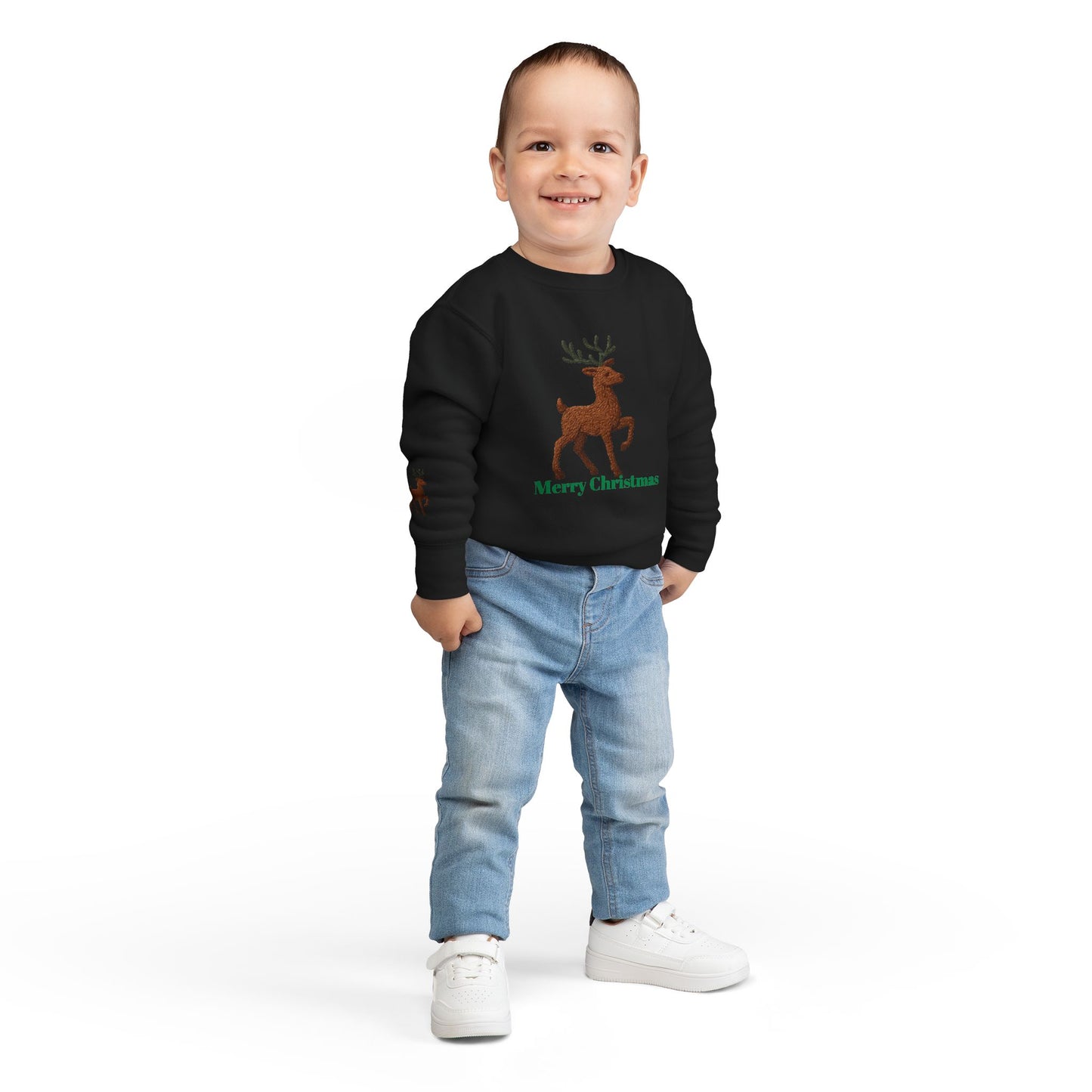 Merry Christmas Toddler Sweatshirt, Holiday Kids Clothing, Cute Reindeer Pullovers, Christmas Gift for Toddlers, Winter Wear
