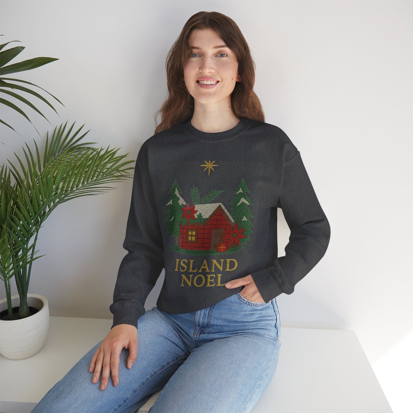 Cozy Holiday Sweatshirt - Island Noel Design, Unisex Christmas Crewneck, Winter Apparel, Gift for Him/Her, Seasonal Fashion