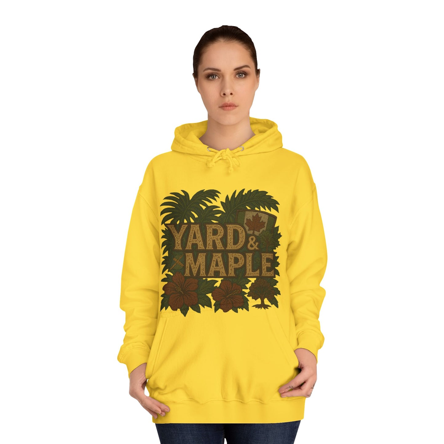 Cozy Unisex College Hoodie - Yard & Maple, Casual Wear, Student Gift, Outdoor Activity Sweater, Fall Fashion