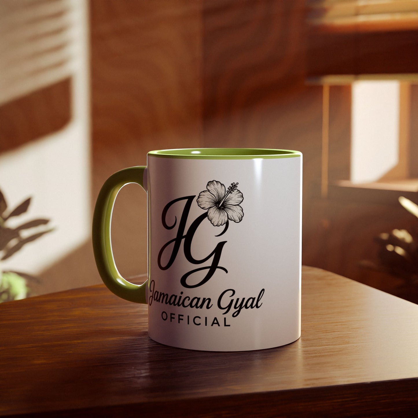 Jamaican Gyal Accent Mug, 11oz Coffee Cup, Floral Design, Gift for Her, Caribbean Culture, Tea Mug, Unique Drinkware