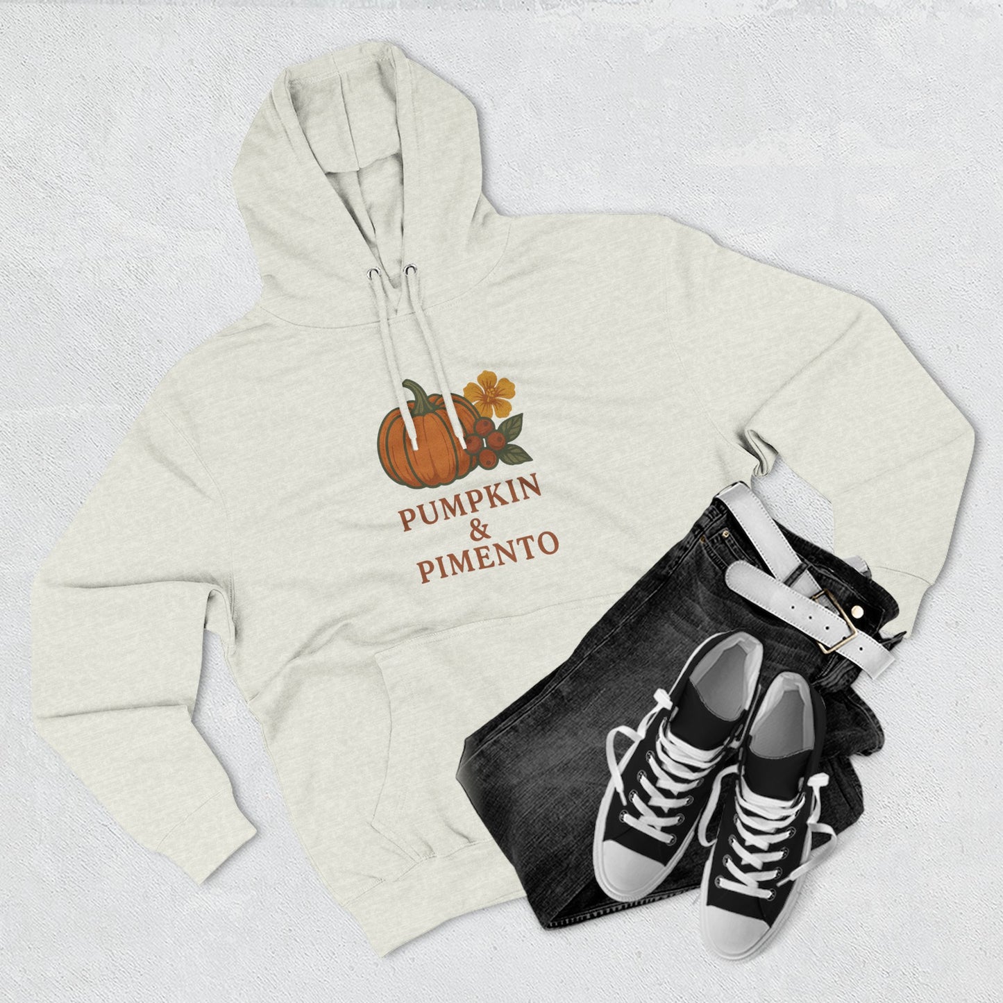 Pumpkin & Pimento Fleece Hoodie | Cozy Fall Sweater, Autumn Fashion, Comfortable Casual Wear, Gift for Pumpkin Lovers, Halloween Apparel
