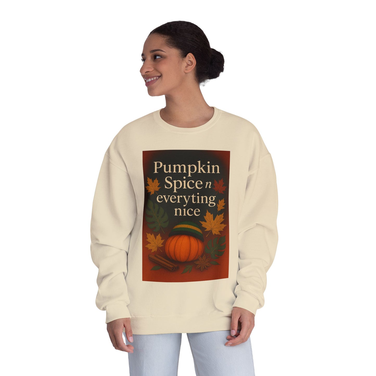 Cozy Fall Sweatshirt | Pumpkin Spice & Everything Nice | Perfect for Autumn Gatherings, Thanksgiving, and Casual Wear