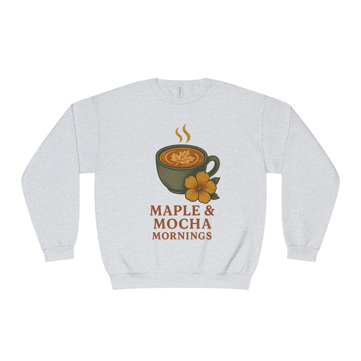 Cozy Coffee Sweatshirt - Maple & Mocha Mornings Unisex Crewneck, Warm Gift for Coffee Lovers, Casual Fall Fashion, Weekend Relaxation