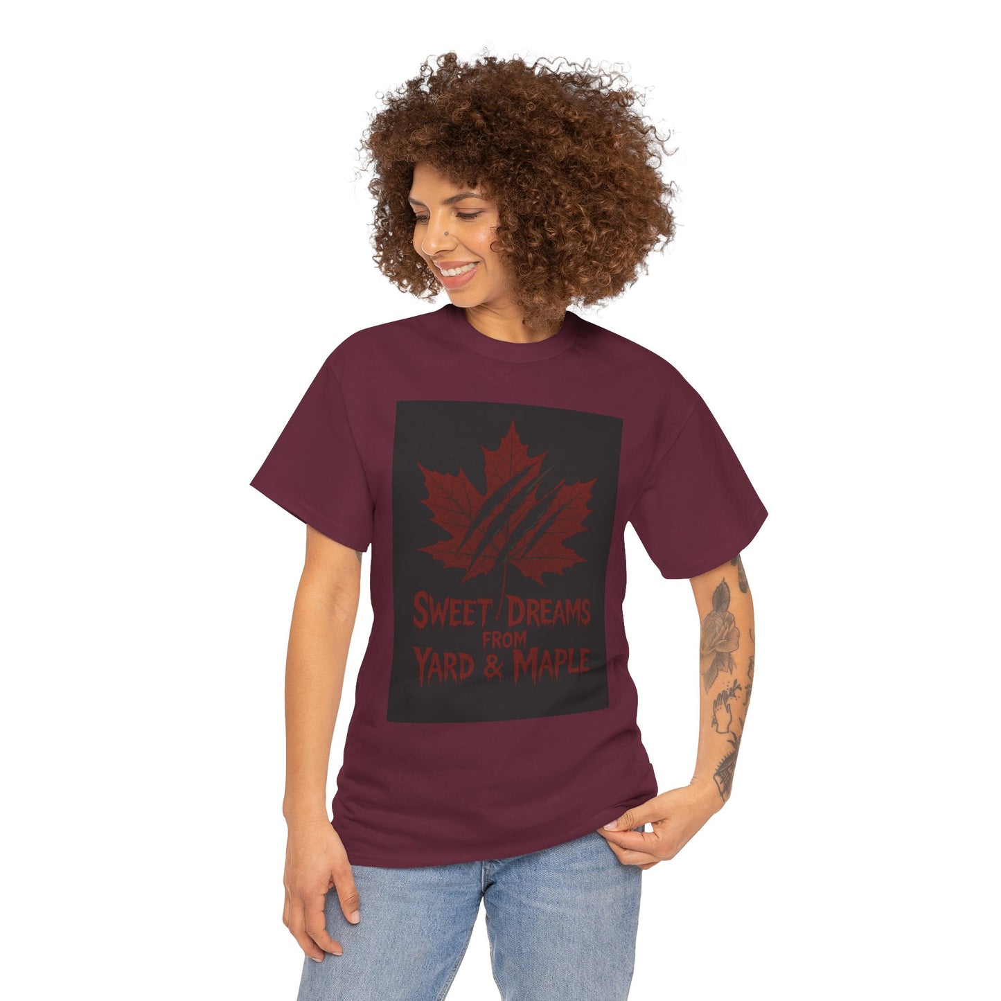 Cozy Graphic Tee with Maple Leaf Design, Casual Streetwear, Gift for Nature Lovers, Sweet Dreams Shirt, Unisex Cotton Top