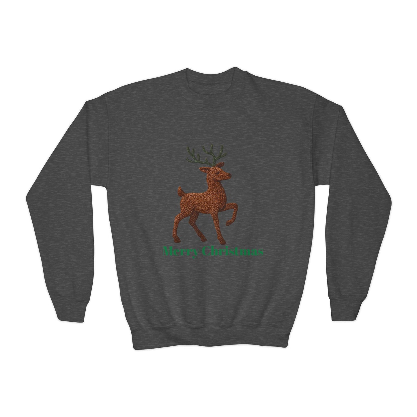 Christmas Reindeer Youth Crewneck Sweatshirt, Holiday Sweater, Winter Fashion, Kids Christmas Gift, Merry Christmas Apparel