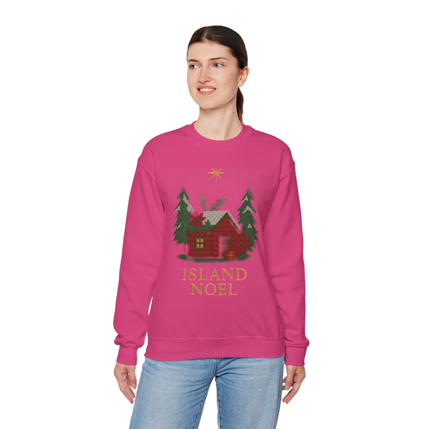 Cozy Holiday Sweatshirt - Island Noel Design, Unisex Christmas Crewneck, Winter Apparel, Gift for Him/Her, Seasonal Fashion