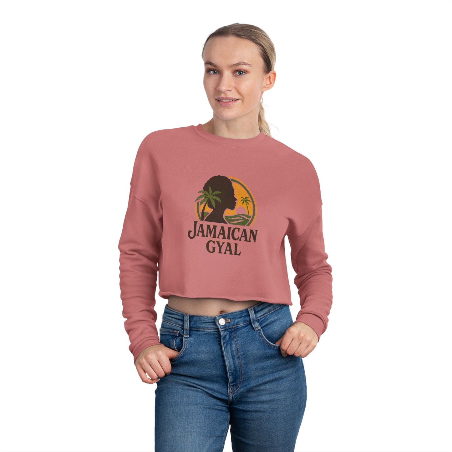 Jamaican Gyal Women's Cropped Sweatshirt | Trendy Spring Style, Perfect for Beach Days, Travel, or Casual Outfits, Gift for Friends