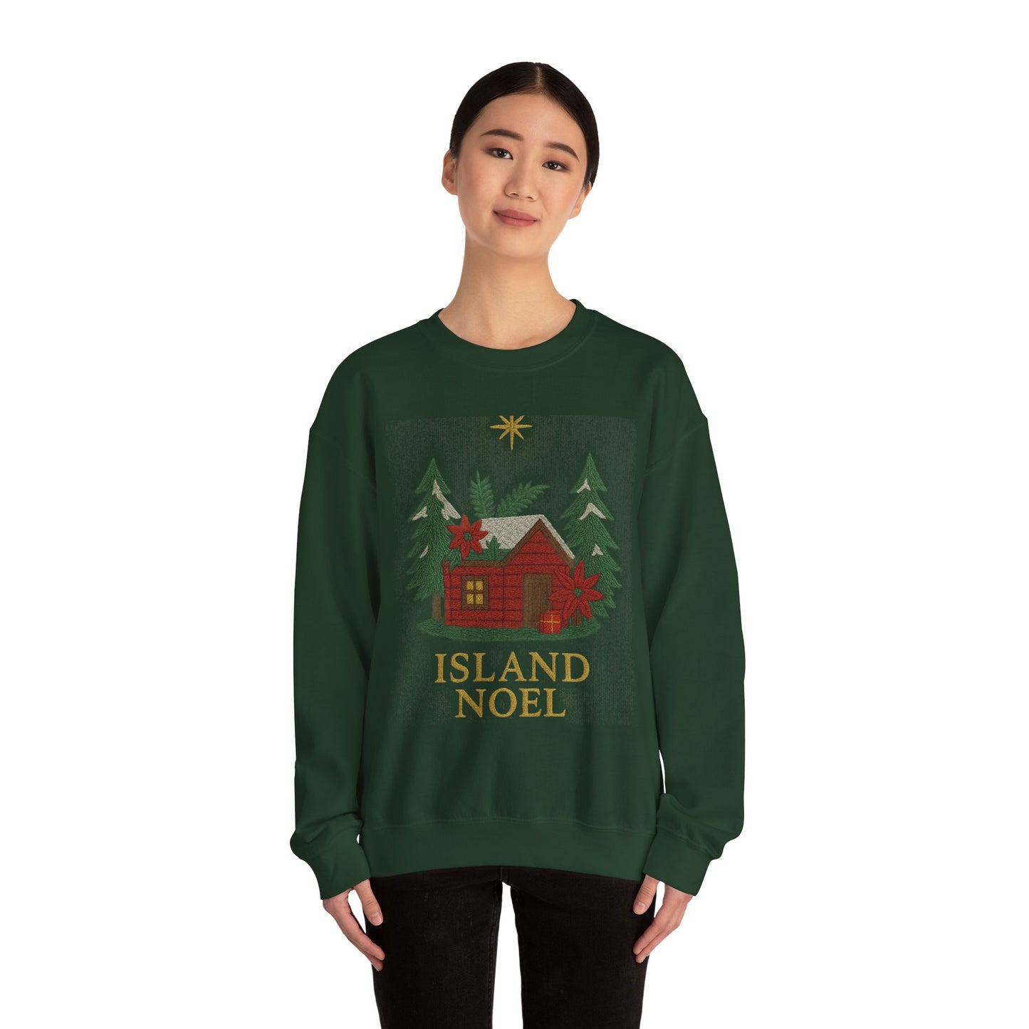 Cozy Holiday Sweatshirt - Island Noel Design, Unisex Christmas Crewneck, Winter Apparel, Gift for Him/Her, Seasonal Fashion