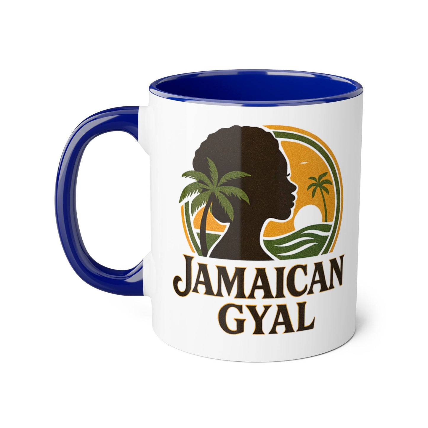 Jamaican Gyal Accent Mug, 11oz Coffee Cup, African Heritage Gift, Tropical Drinkware, Caribbean Inspiration, Black Woman Art