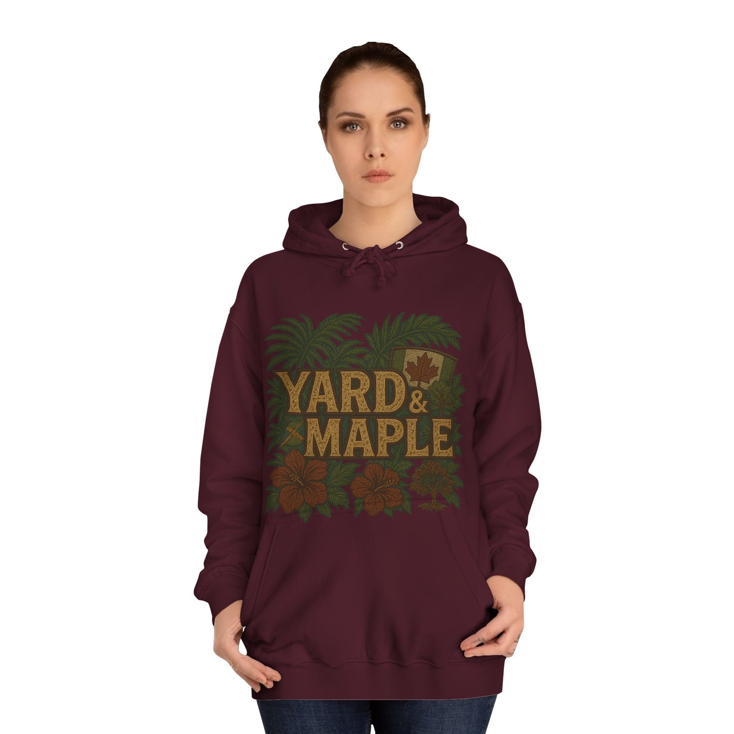 Cozy Unisex College Hoodie - Yard & Maple, Casual Wear, Student Gift, Outdoor Activity Sweater, Fall Fashion
