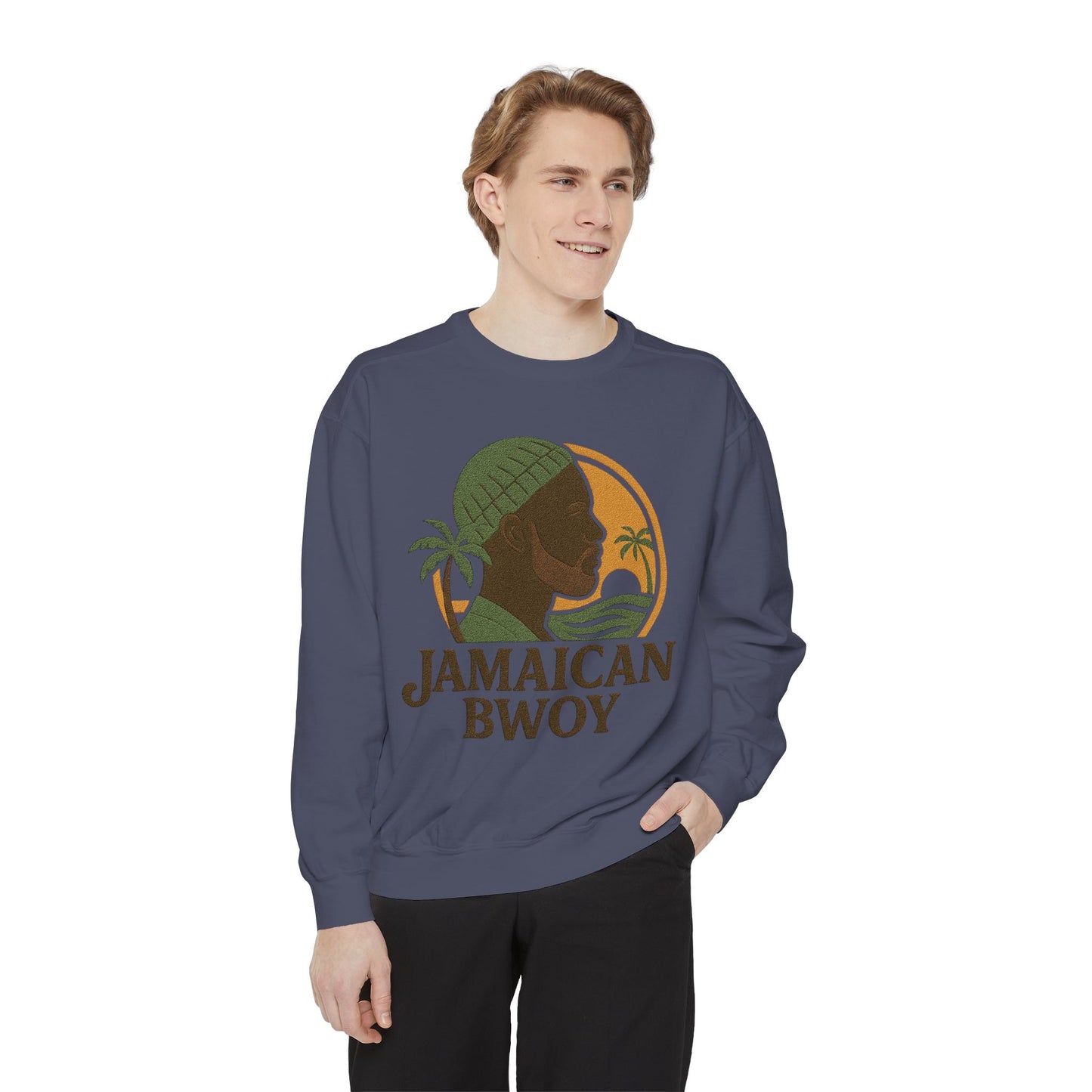 Jamaican Bwoy Sweatshirt, Cozy Unisex Pullover, Streetwear Style, Perfect Gift for Reggae Lovers, Summer Vibes Apparel, Gift for Him/Her