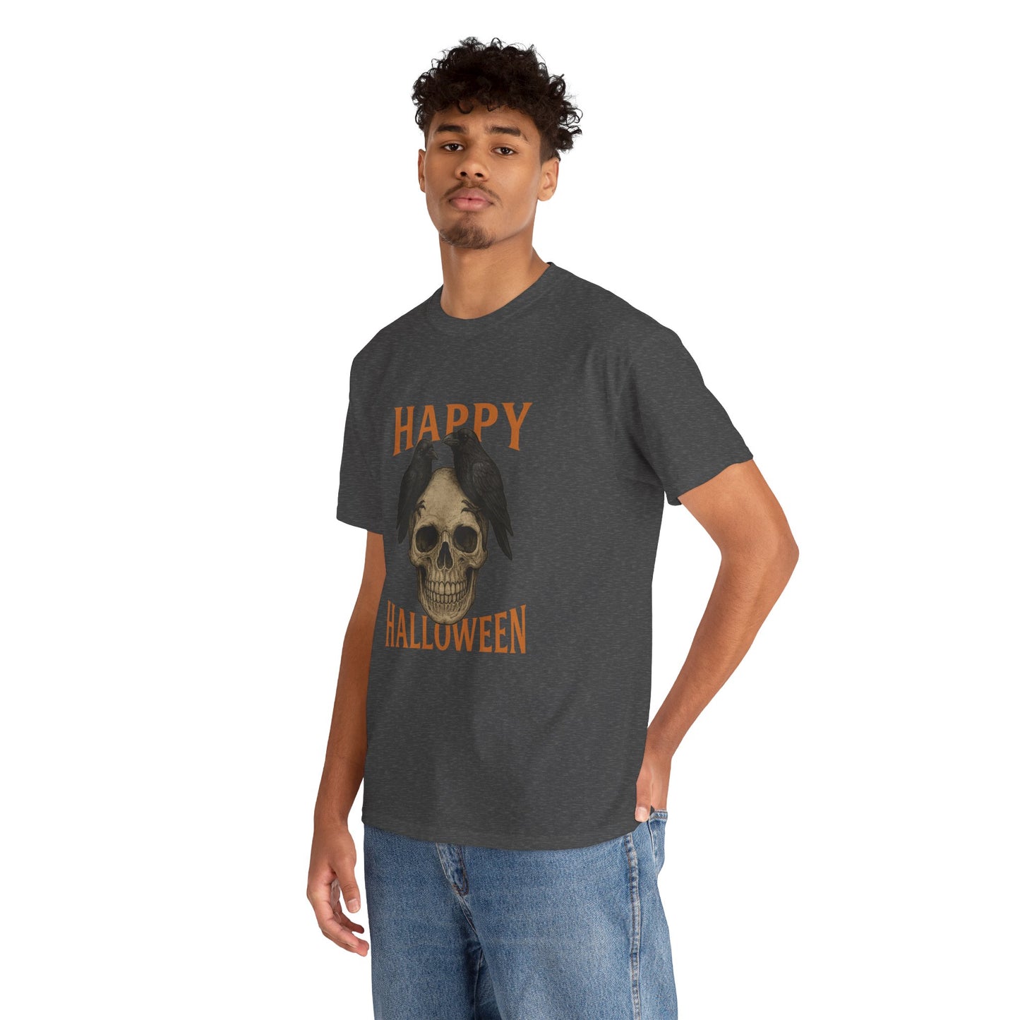 Halloween Skull Unisex Cotton Tee, Spooky T-Shirt, October Fashion, Costume Party Wear, Fall Celebration Shirt