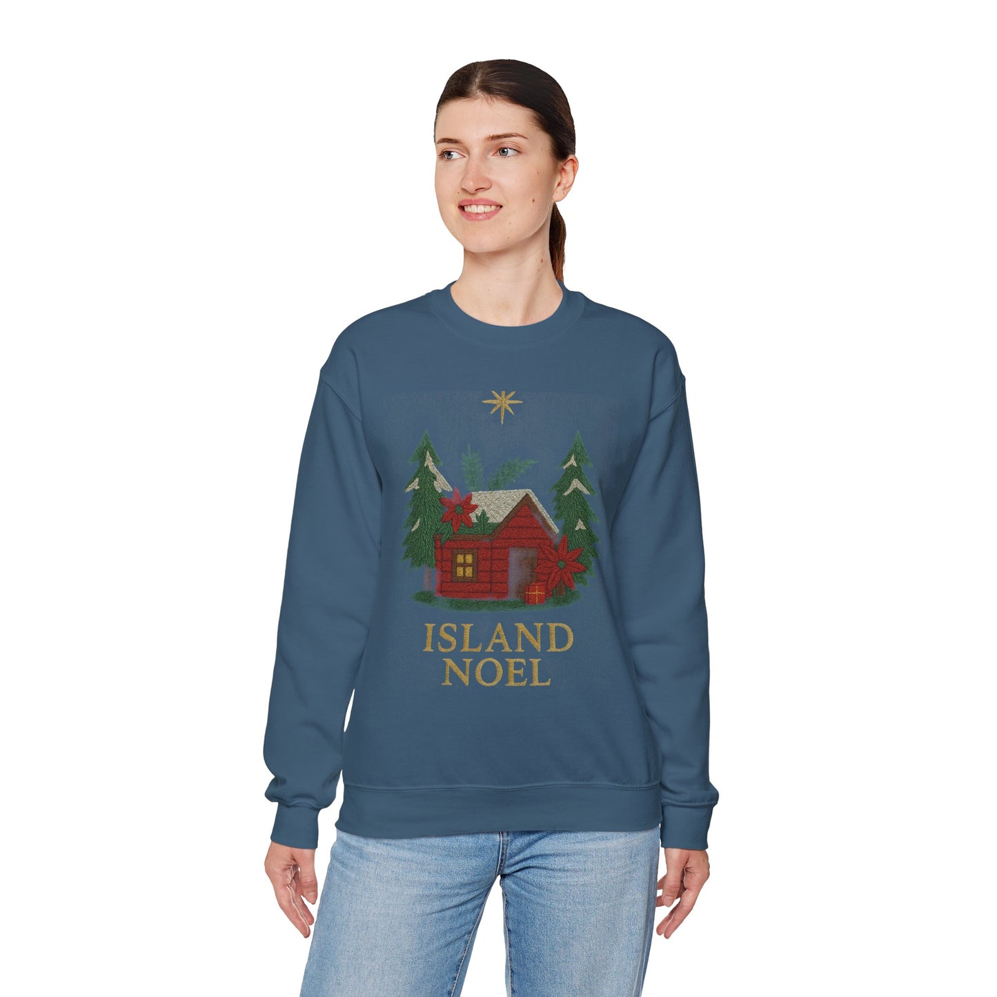 Cozy Holiday Sweatshirt - Island Noel Design, Unisex Christmas Crewneck, Winter Apparel, Gift for Him/Her, Seasonal Fashion