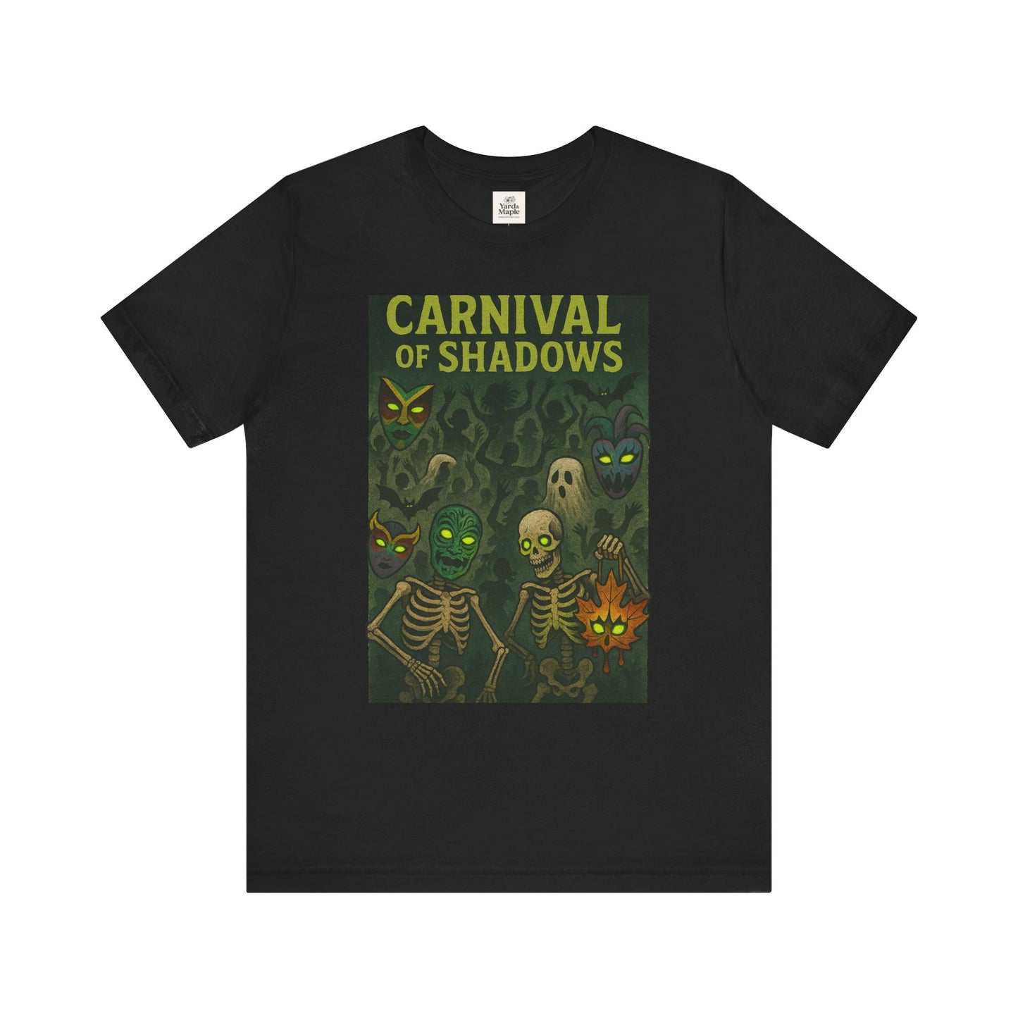 Carnival of Shadows Graphic Tee, Spooky Halloween Shirt, Unisex T-Shirt, Fun Autumn Wear, Perfect for Parties, Horror Lovers Clothing