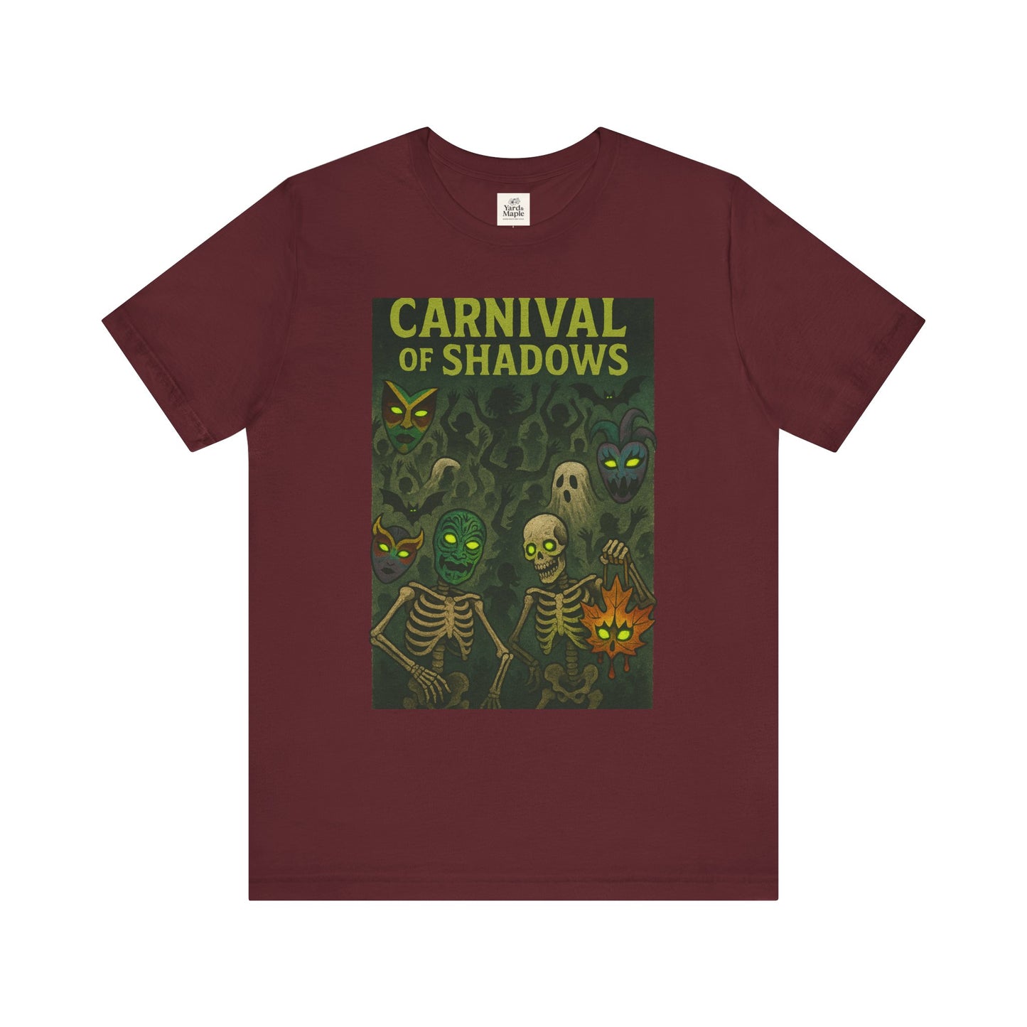 Carnival of Shadows Graphic Tee, Spooky Halloween Shirt, Unisex T-Shirt, Fun Autumn Wear, Perfect for Parties, Horror Lovers Clothing