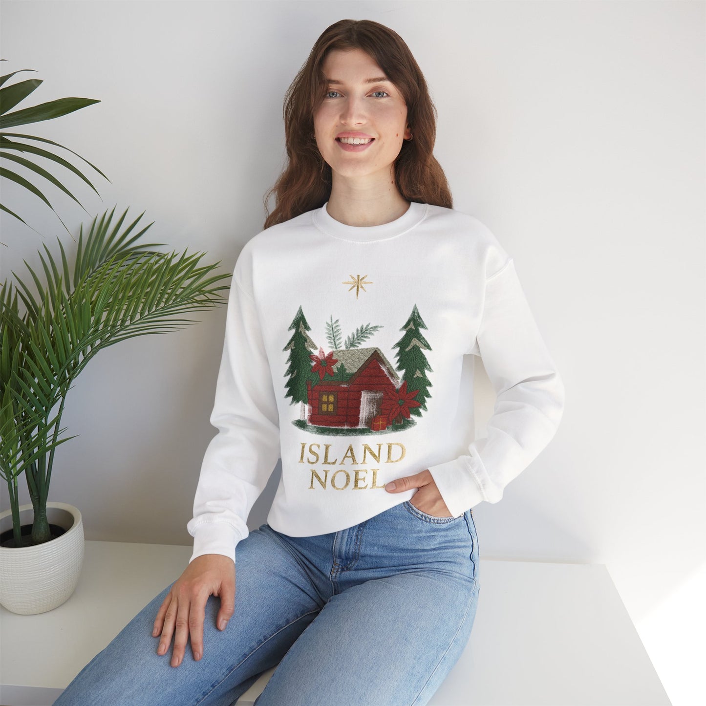 Cozy Holiday Sweatshirt - Island Noel Design, Unisex Christmas Crewneck, Winter Apparel, Gift for Him/Her, Seasonal Fashion