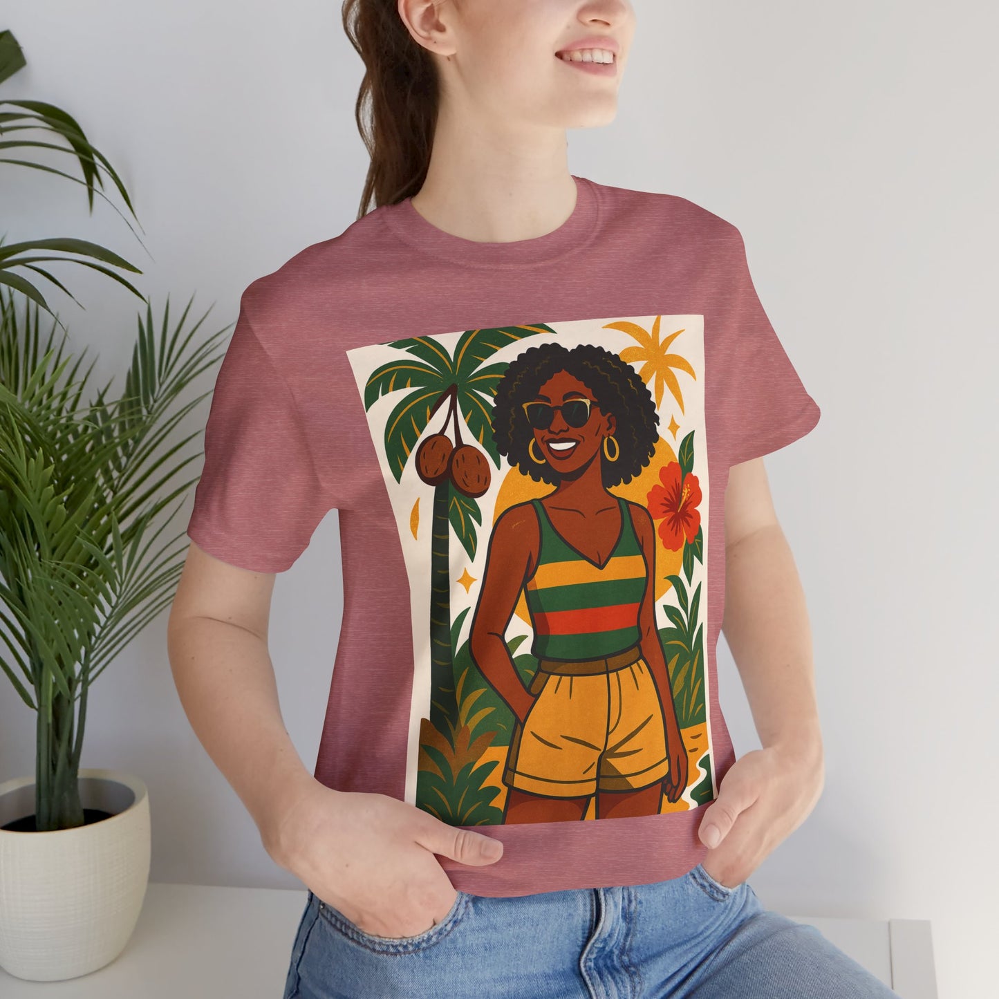 Tropical Graphic Tee for Summer Vibes, Beach Wear, Vacation Style, Graphic T-Shirt for Women, Summer Gift, Casual Outfit