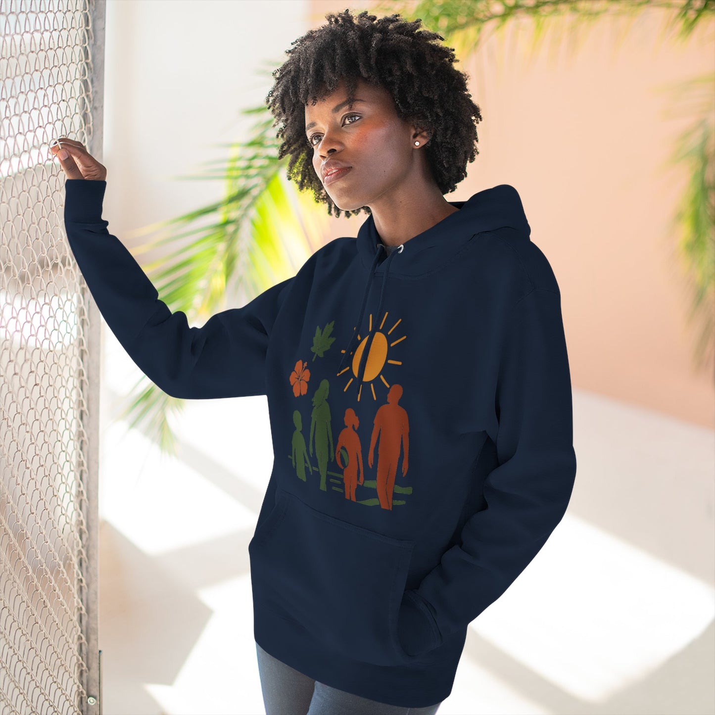 Family Bonding Three-Panel Hoodie, Cozy Family Artwork Fleece, Casual Family Gatherings Sweatshirt, Family Love Hooded Top, Gift for Parents