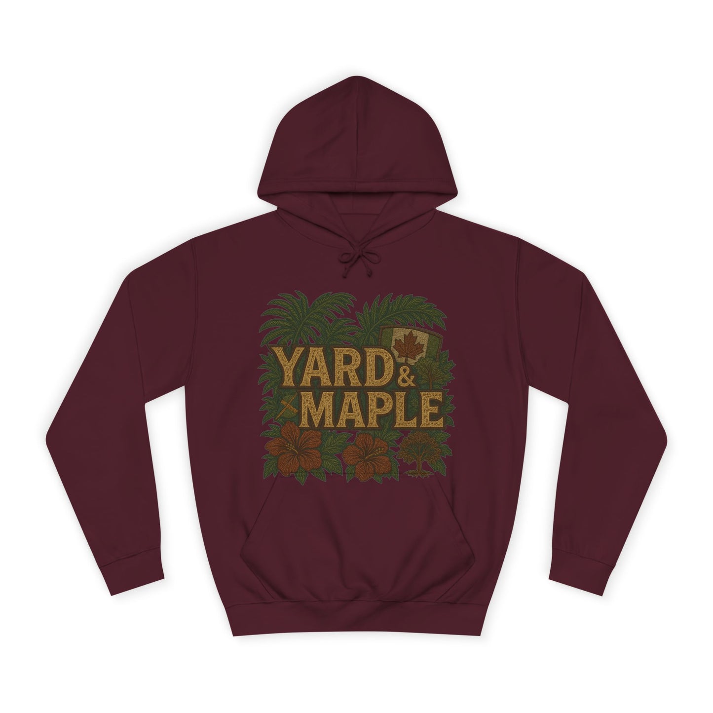 Cozy Unisex College Hoodie - Yard & Maple, Casual Wear, Student Gift, Outdoor Activity Sweater, Fall Fashion