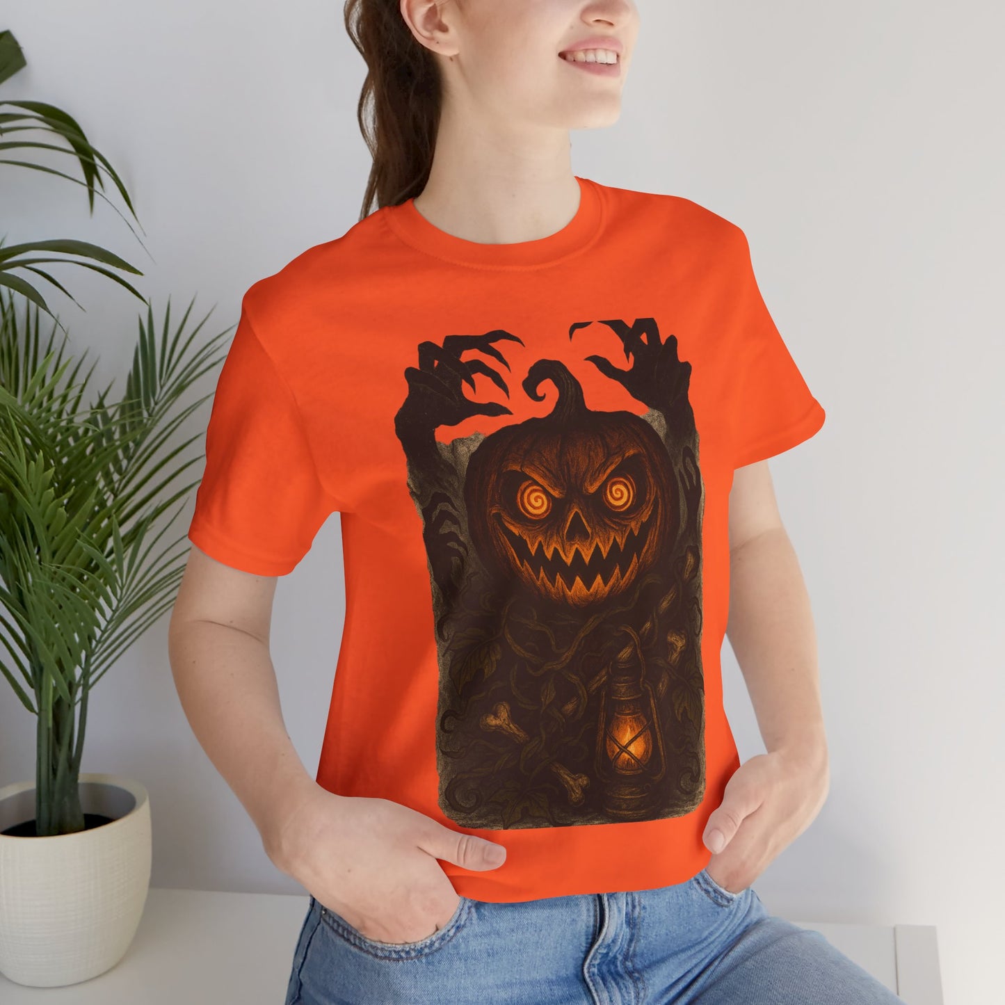 Halloween Pumpkin Tee, Unisex Jersey Short Sleeve Shirt, Fall Festival Apparel, Spooky T-Shirt, Trick or Treat Gift, Autumn Vibes