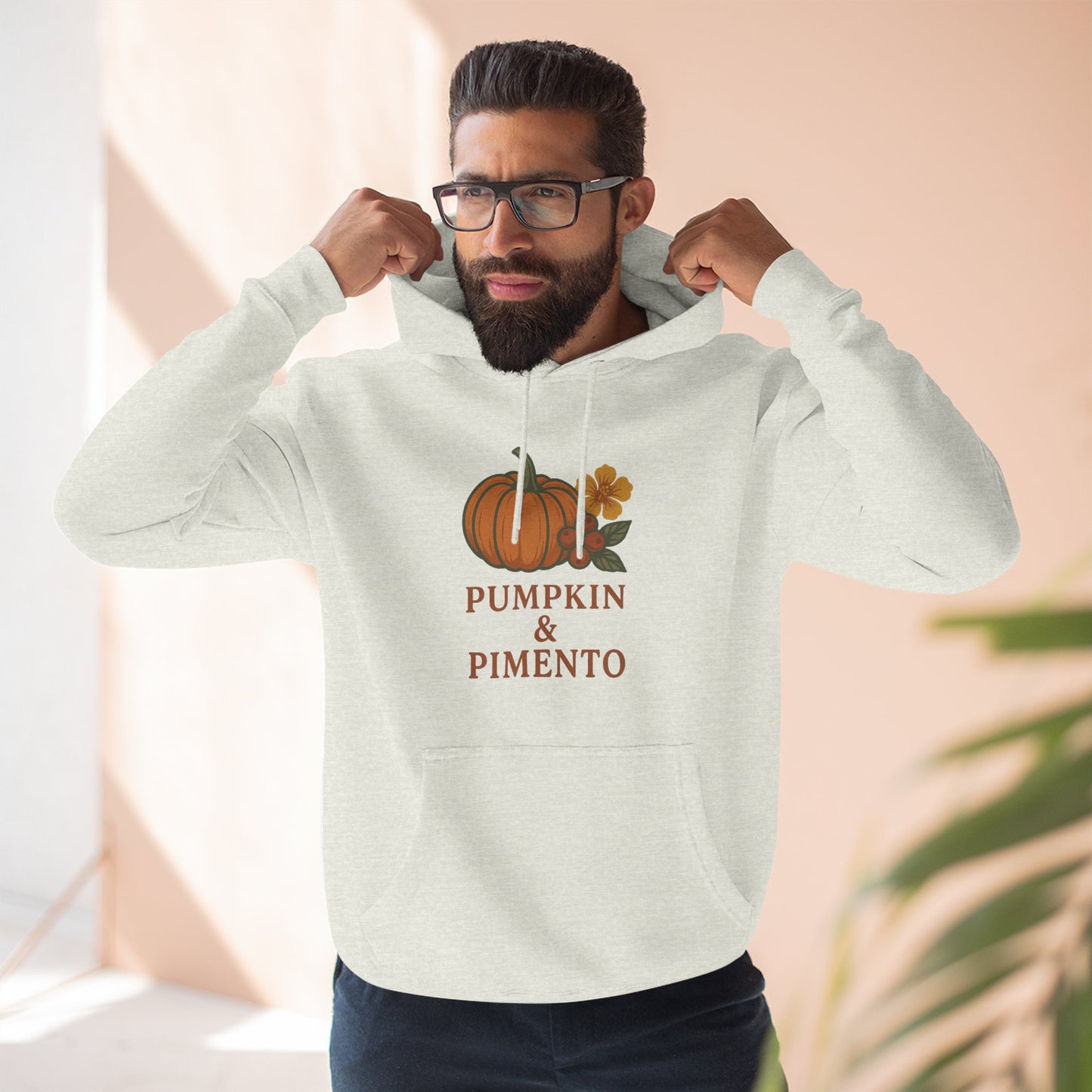 Pumpkin & Pimento Fleece Hoodie | Cozy Fall Sweater, Autumn Fashion, Comfortable Casual Wear, Gift for Pumpkin Lovers, Halloween Apparel