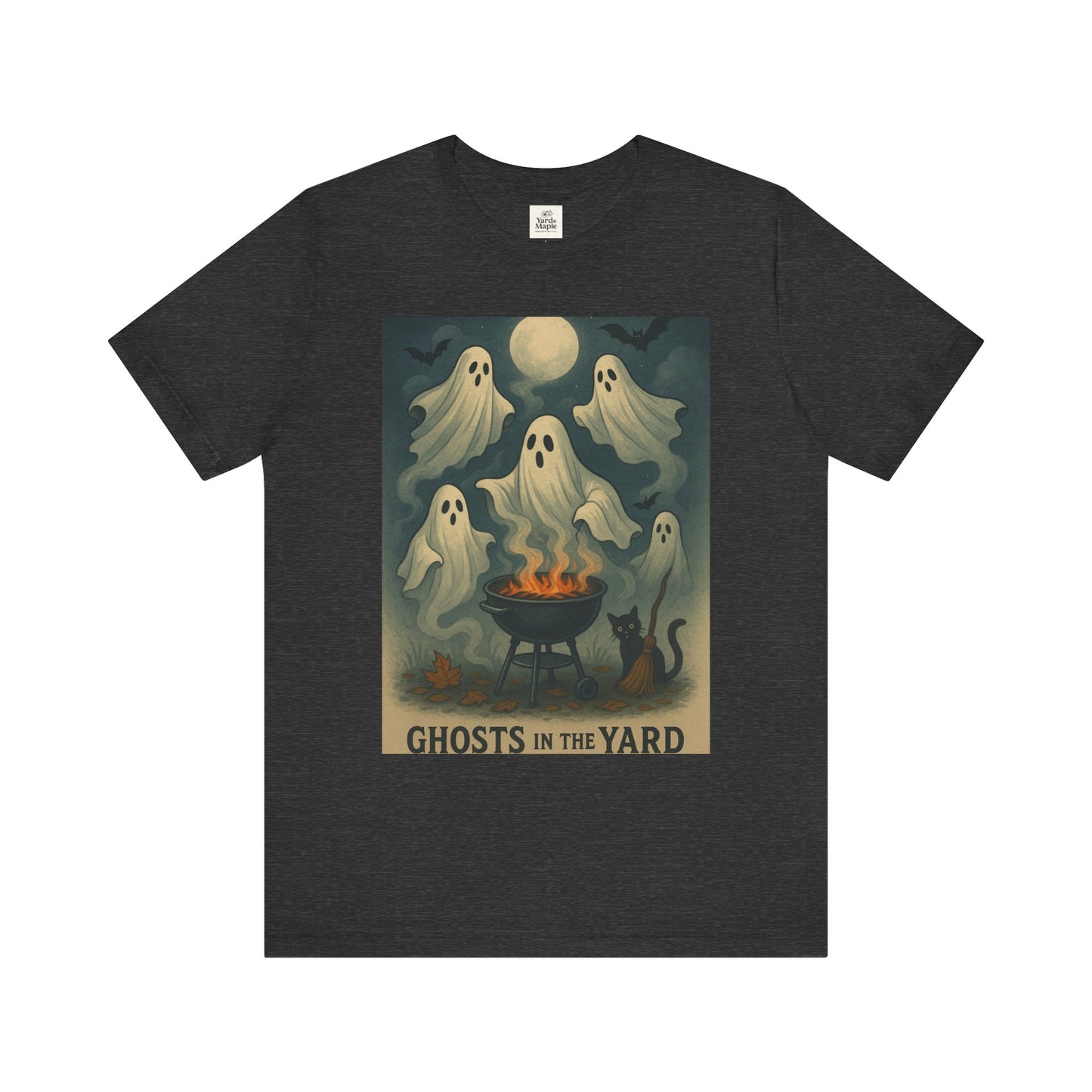 Ghosts in the Yard Tee - Spooky Unisex Short Sleeve Shirt, Halloween Shirt, Ghost Design, Casual Halloween Wear, Gift for Ghost Lovers