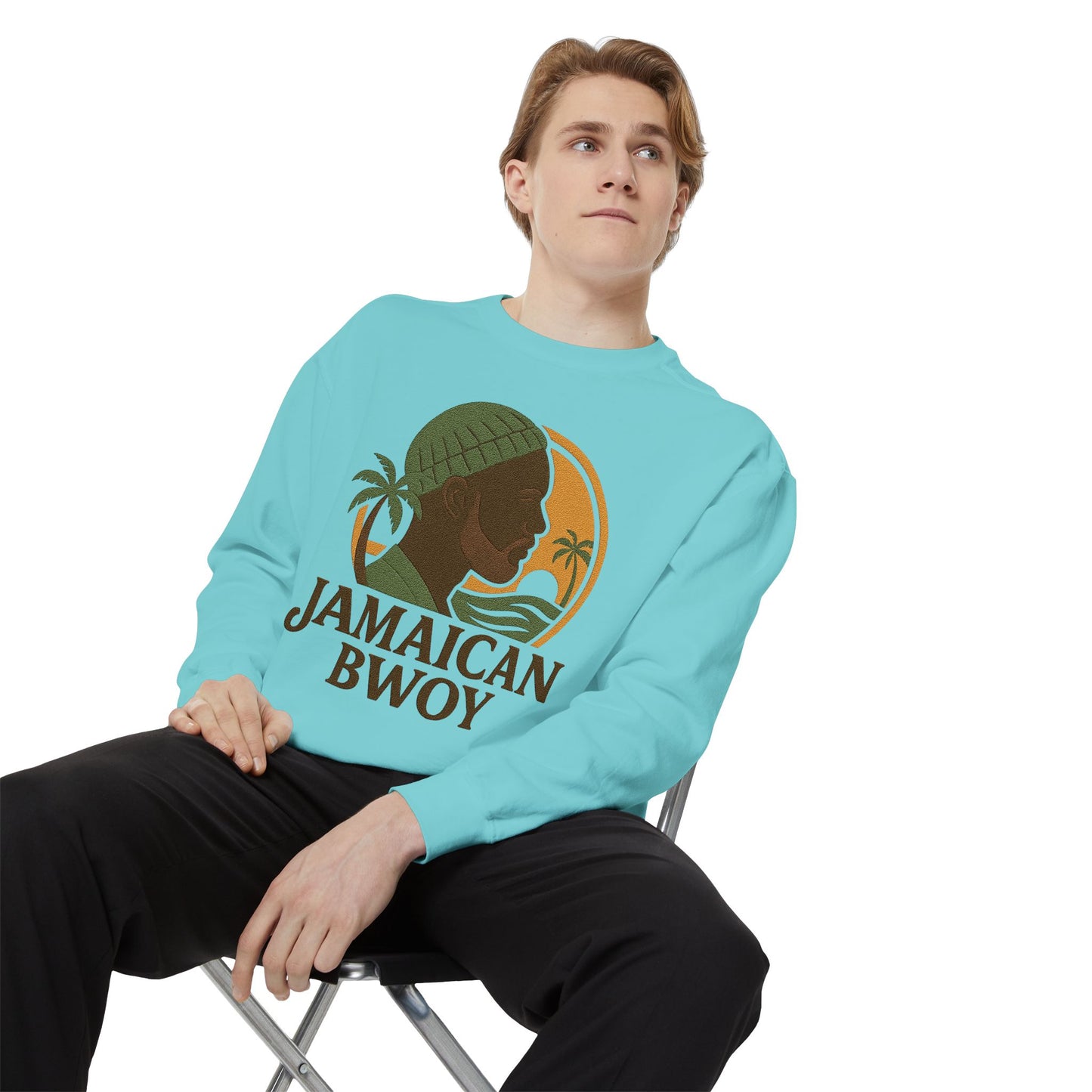 Jamaican Bwoy Sweatshirt, Cozy Unisex Pullover, Streetwear Style, Perfect Gift for Reggae Lovers, Summer Vibes Apparel, Gift for Him/Her