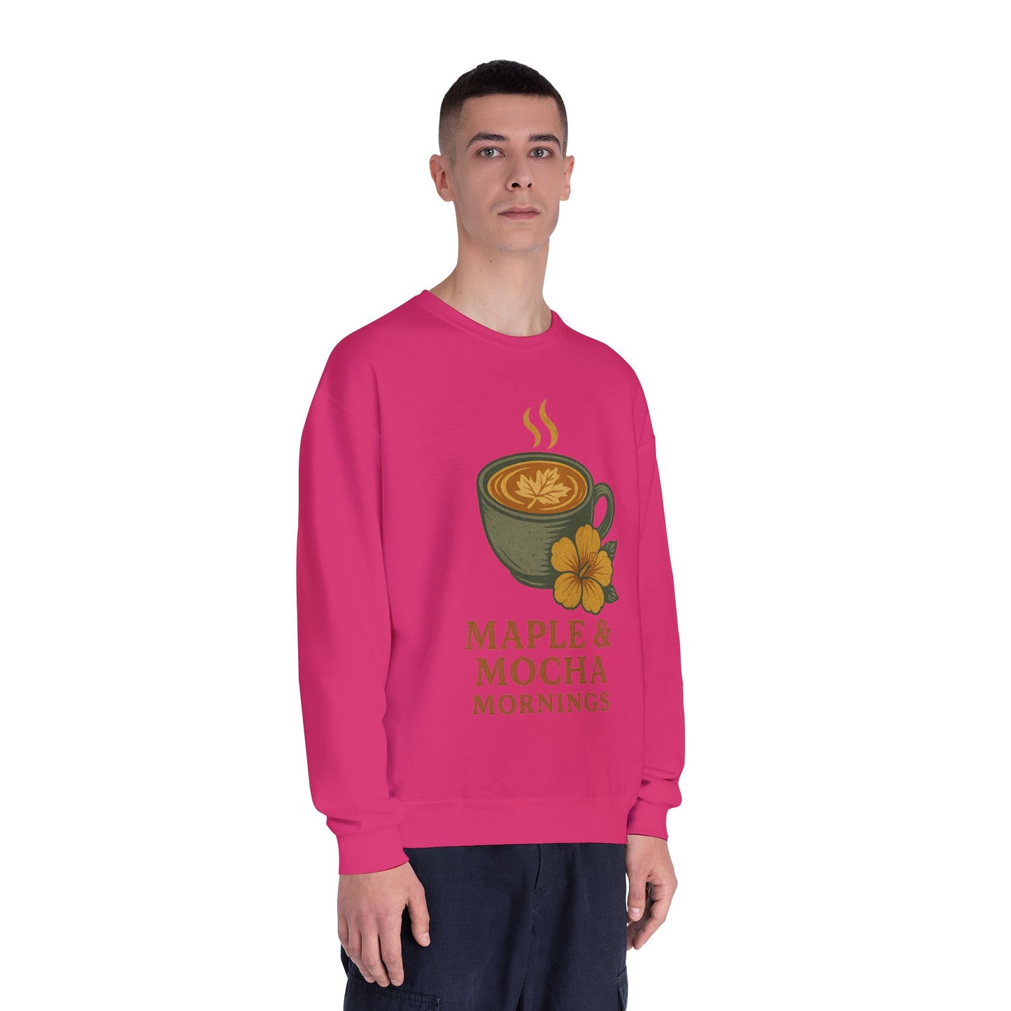 Cozy Coffee Sweatshirt - Maple & Mocha Mornings Unisex Crewneck, Warm Gift for Coffee Lovers, Casual Fall Fashion, Weekend Relaxation