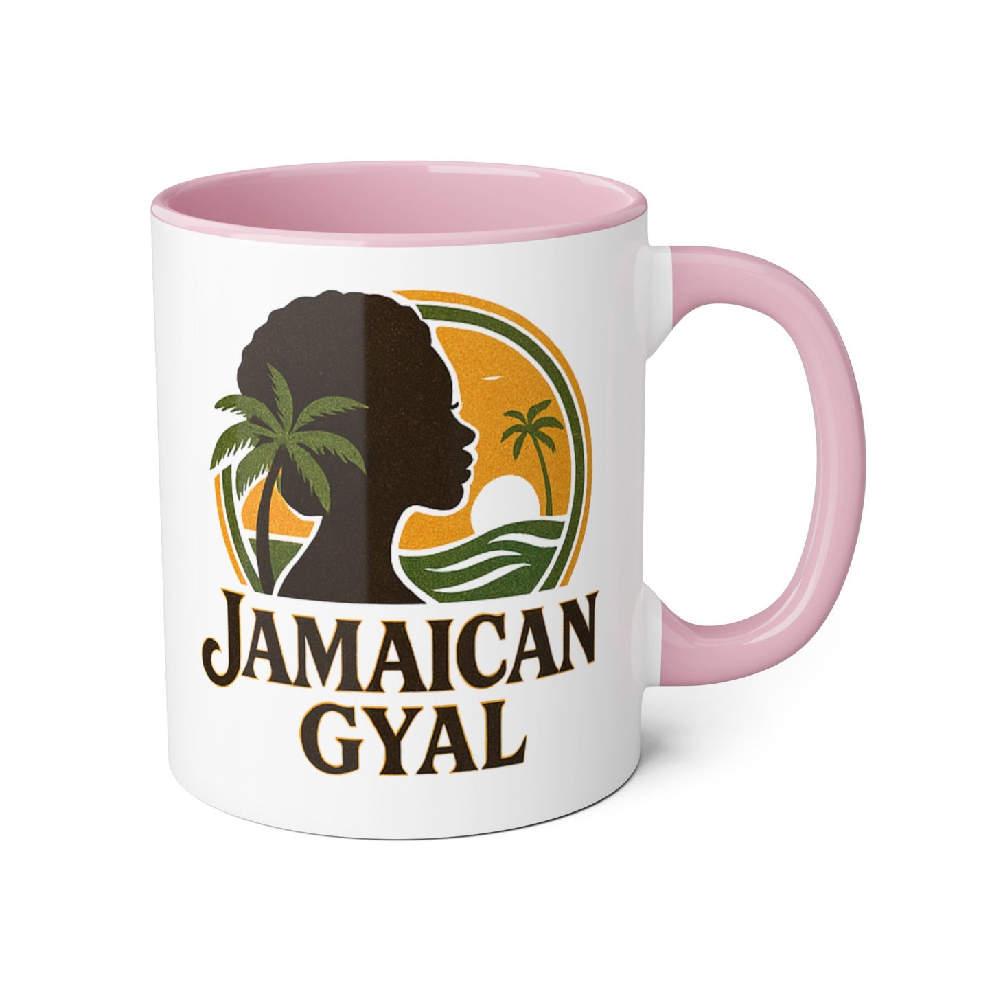 Jamaican Gyal Accent Mug, 11oz Coffee Cup, African Heritage Gift, Tropical Drinkware, Caribbean Inspiration, Black Woman Art