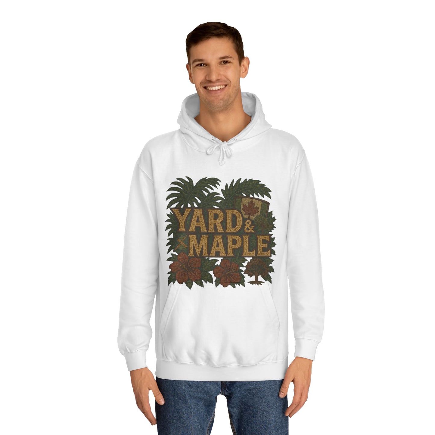 Cozy Unisex College Hoodie - Yard & Maple, Casual Wear, Student Gift, Outdoor Activity Sweater, Fall Fashion
