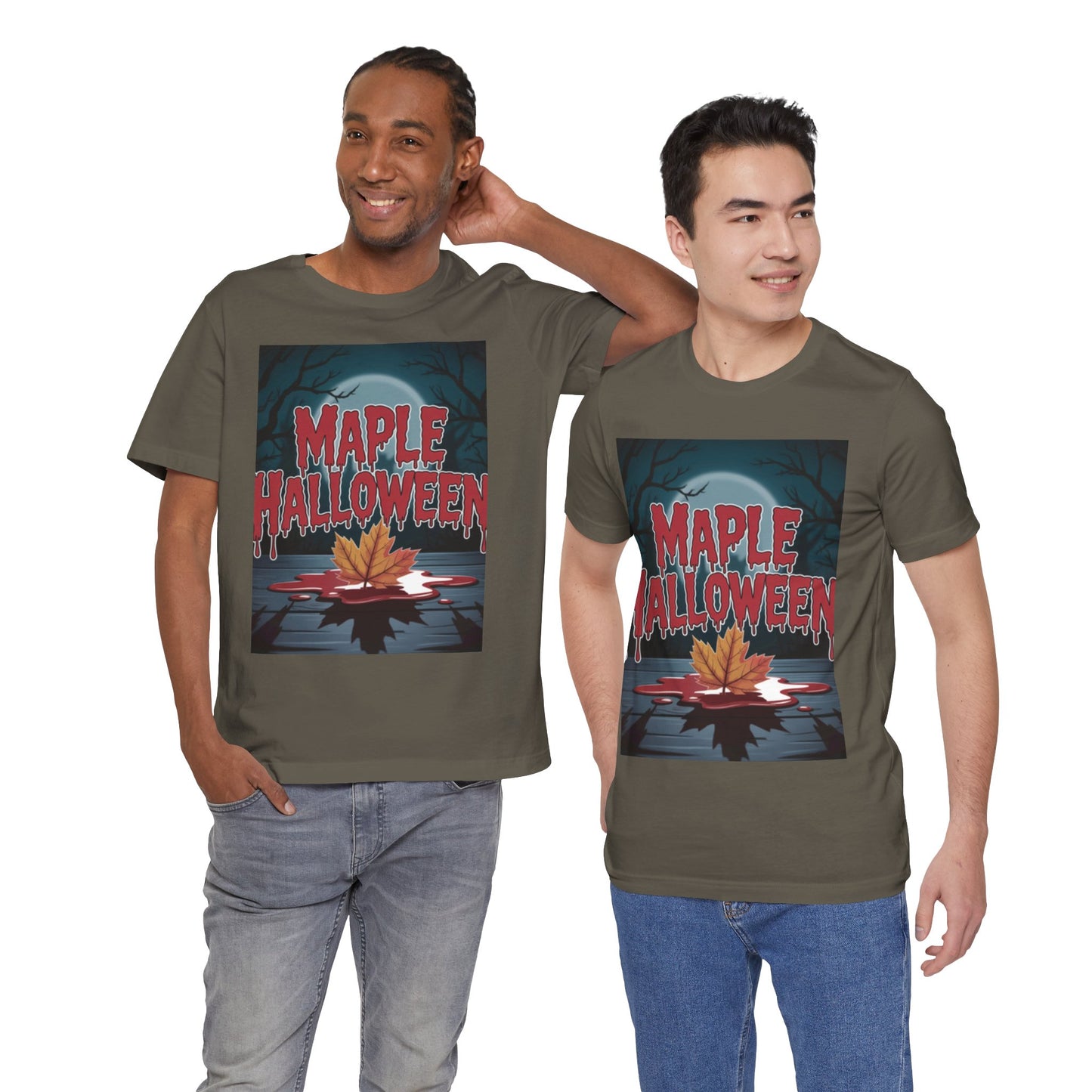Maple Halloween Tee - Spooky Unisex Jersey Short Sleeve T-Shirt for Autumn Celebrations, Halloween Parties, Fall Fashion, Unique Gift