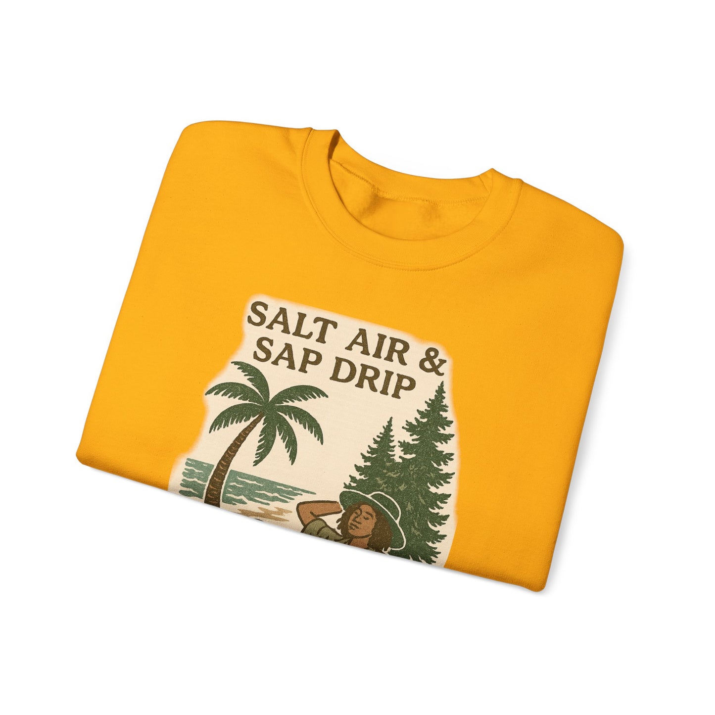 Cozy Beach Vibes Sweatshirt - Salt Air & Sap Drip Unisex Crewneck, Summer Casual Wear, Gift for Nature Lovers, Beach Trip Essentials
