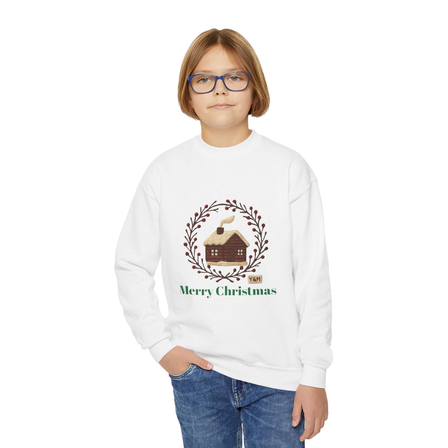 Christmas Youth Crewneck Sweatshirt, Holiday Gift, Cozy Winter Sweater, Festive Christmas Apparel, Toddler Sweatshirt