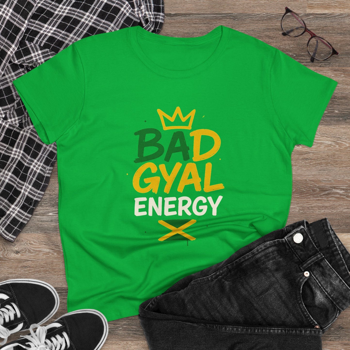 Jamaican Bad Gyal Energy Tee, Women's Graphic T-Shirt, Casual Summer Top, Festival Outfit, Unique Gift for Her