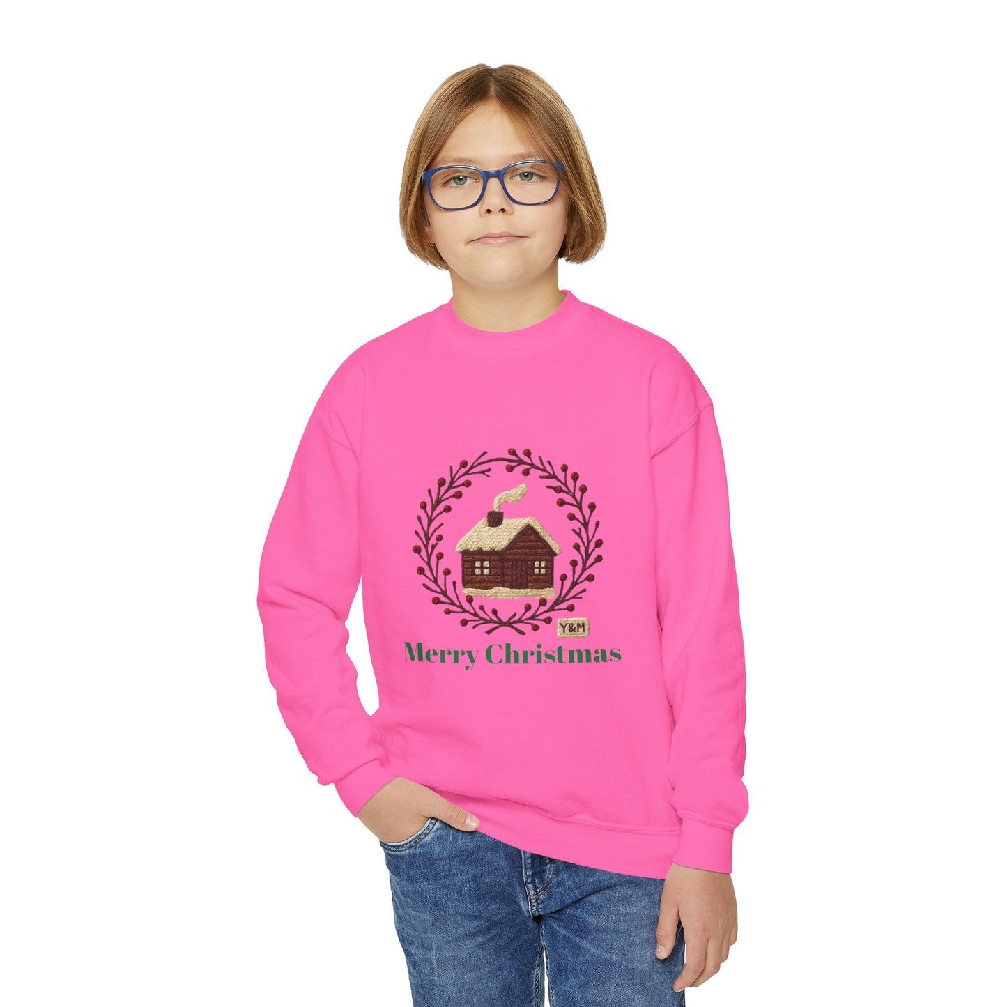 Christmas Youth Crewneck Sweatshirt, Holiday Gift, Cozy Winter Sweater, Festive Christmas Apparel, Toddler Sweatshirt