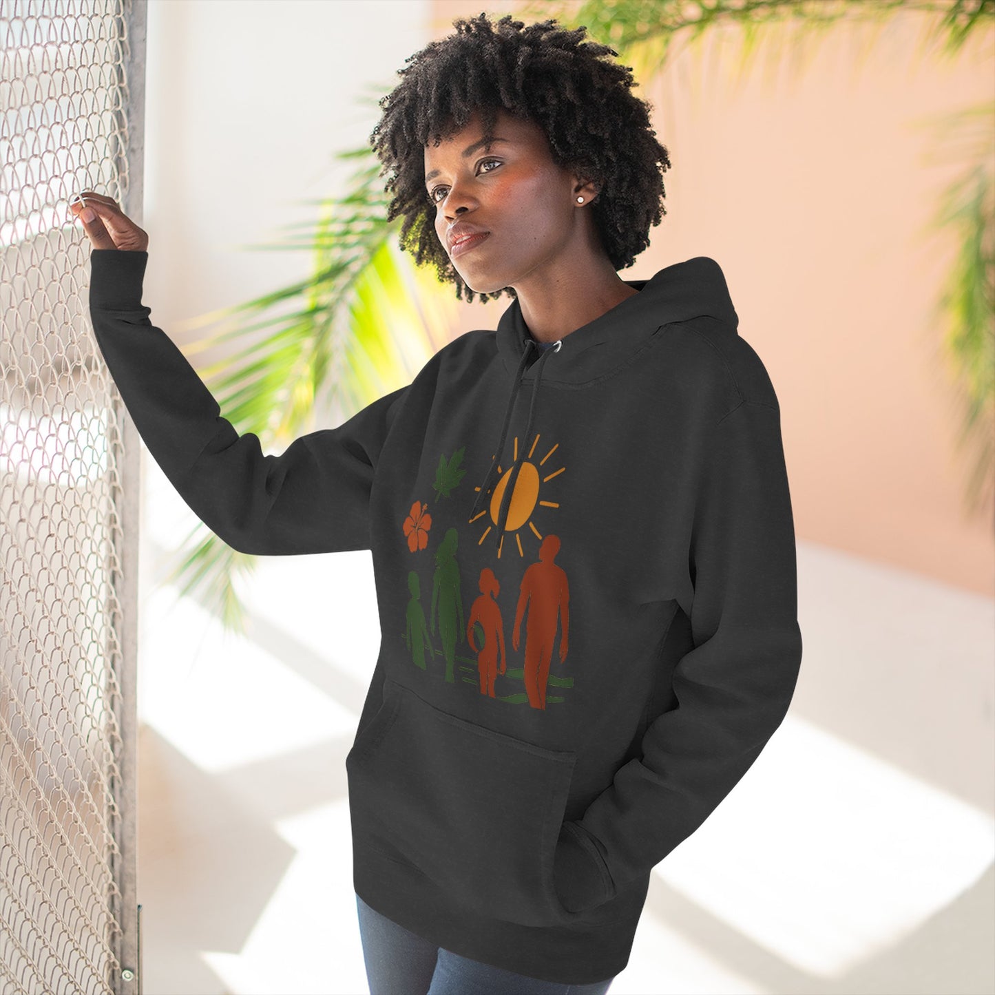 Family Bonding Three-Panel Hoodie, Cozy Family Artwork Fleece, Casual Family Gatherings Sweatshirt, Family Love Hooded Top, Gift for Parents