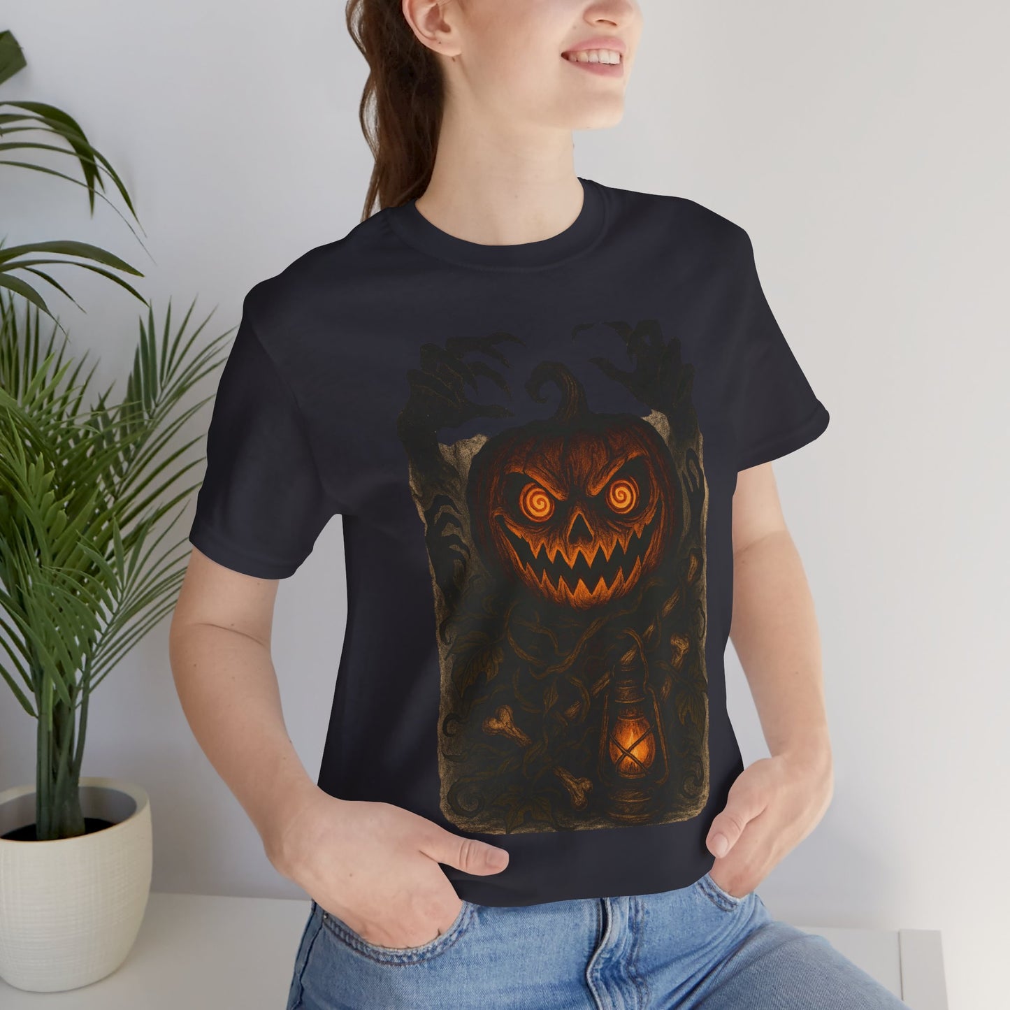 Halloween Pumpkin Tee, Unisex Jersey Short Sleeve Shirt, Fall Festival Apparel, Spooky T-Shirt, Trick or Treat Gift, Autumn Vibes