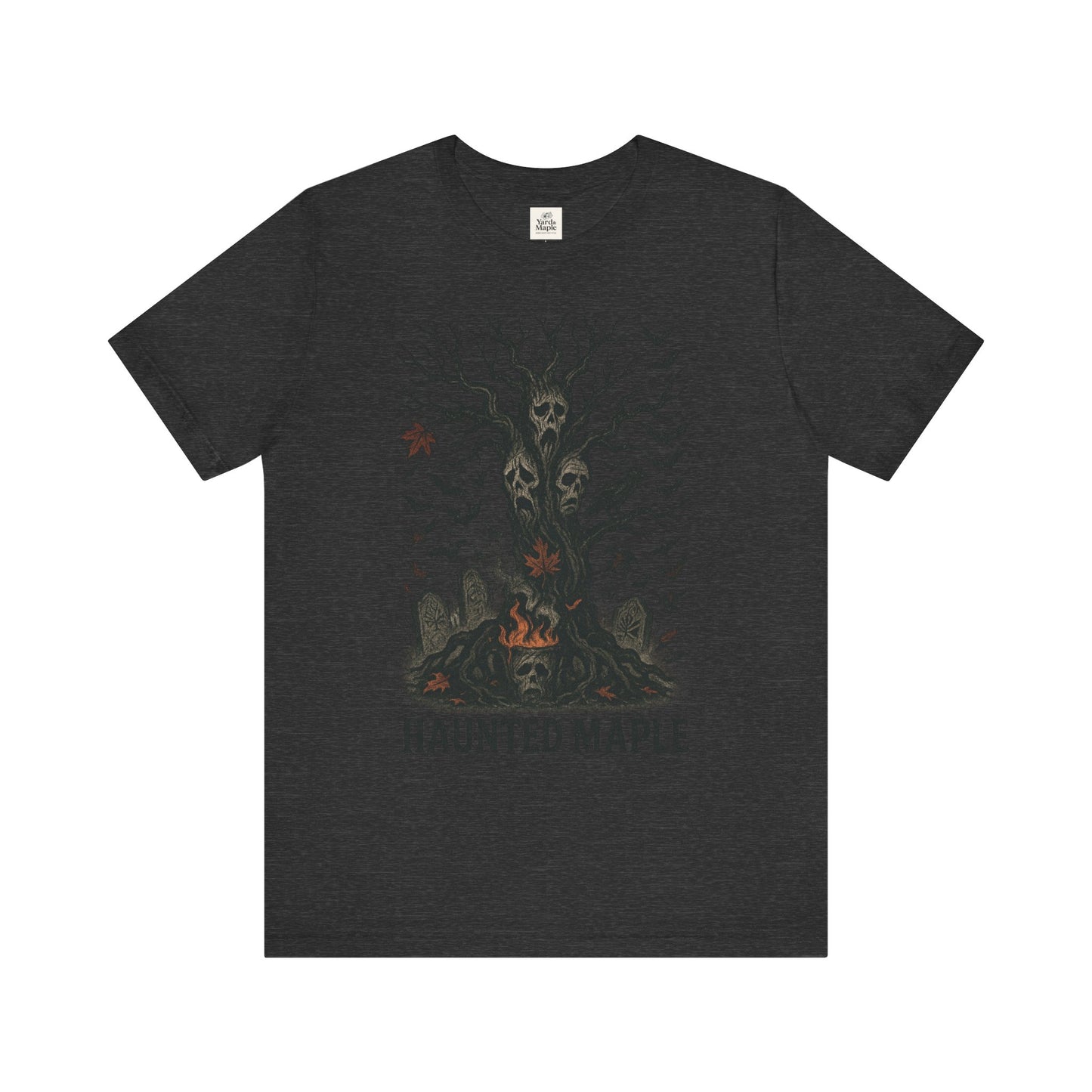 Haunted Maple Tee - Unisex Jersey Short Sleeve T-Shirt for Fall, Halloween, Spooky Vibe, Ghost Lovers, Unique Gift