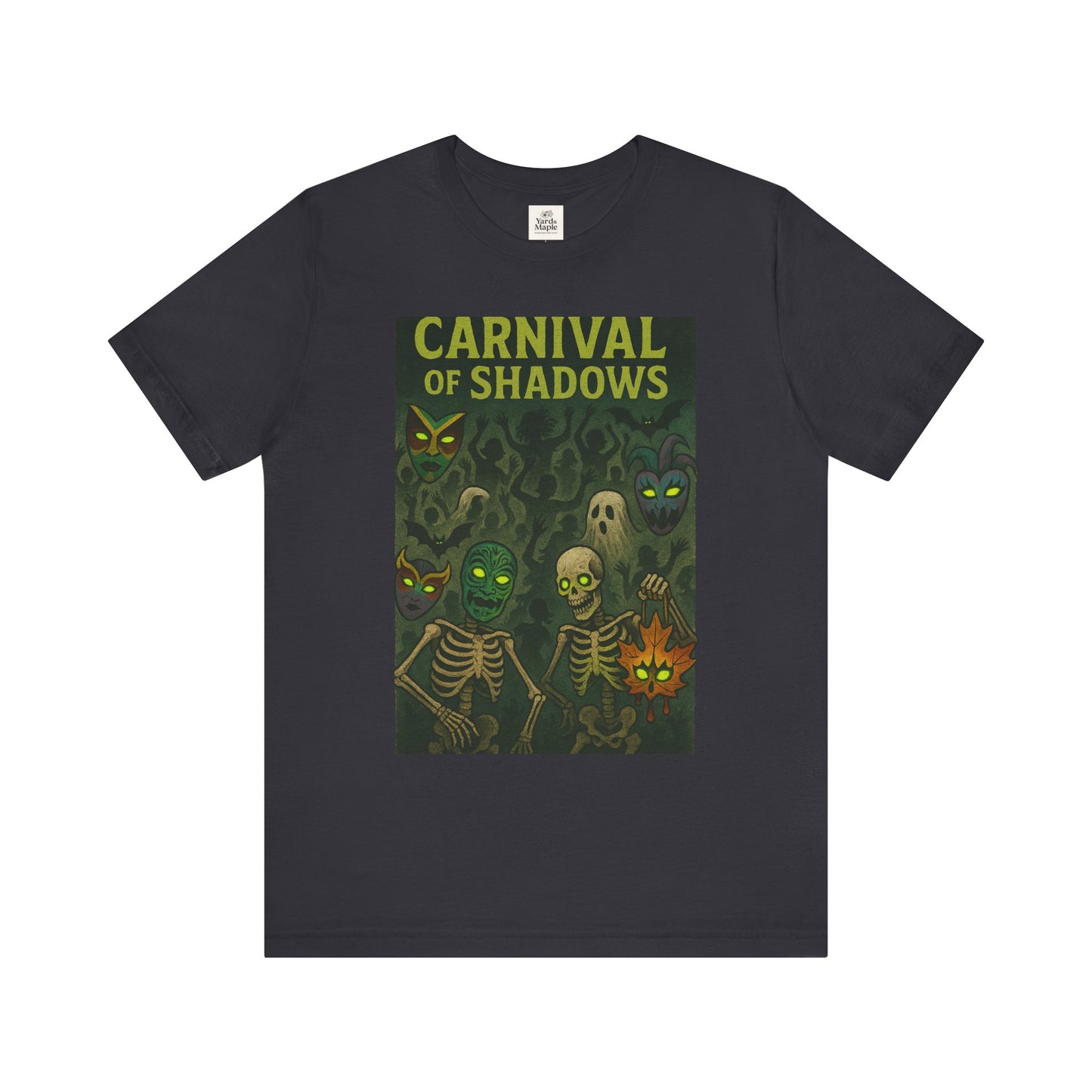 Carnival of Shadows Graphic Tee, Spooky Halloween Shirt, Unisex T-Shirt, Fun Autumn Wear, Perfect for Parties, Horror Lovers Clothing