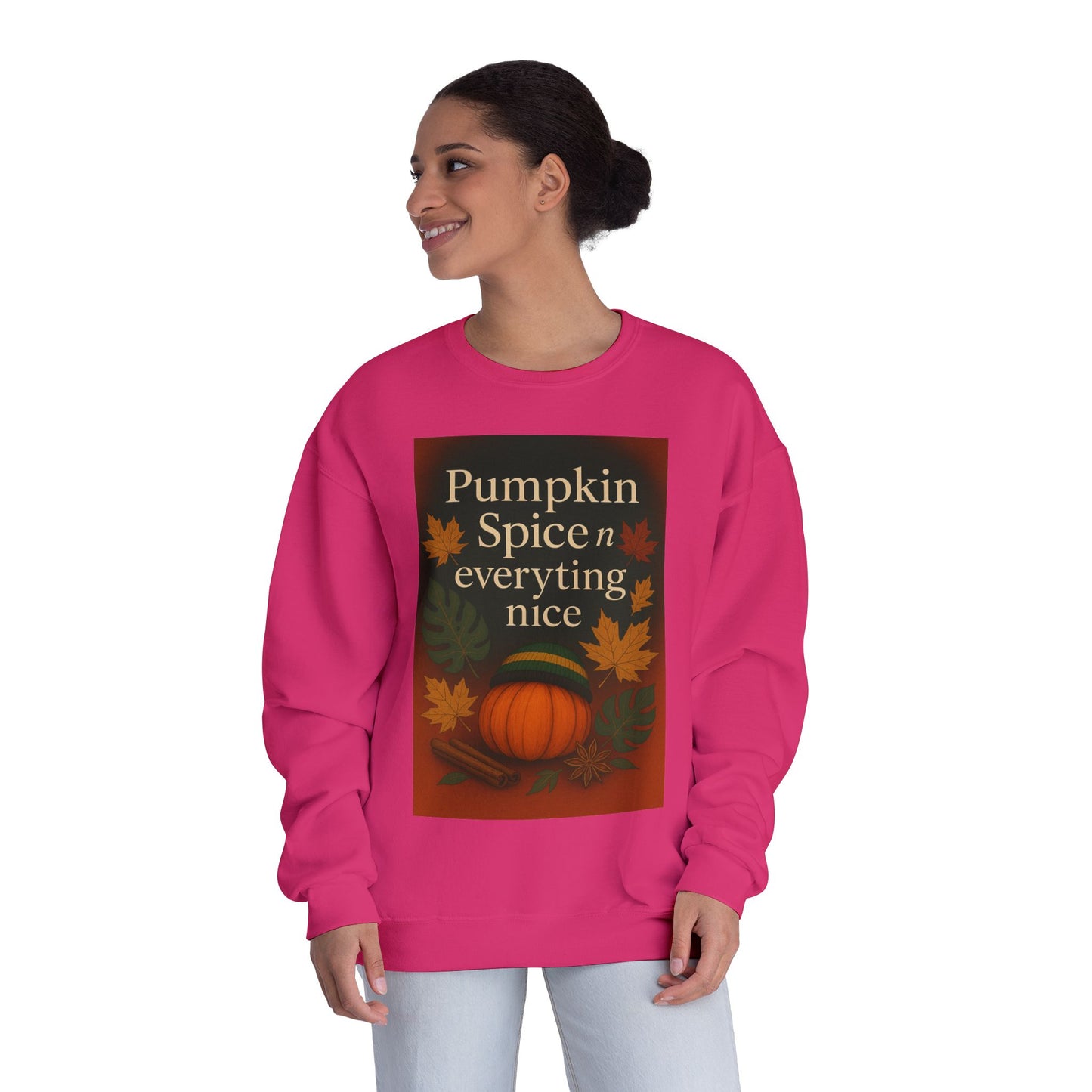 Cozy Fall Sweatshirt | Pumpkin Spice & Everything Nice | Perfect for Autumn Gatherings, Thanksgiving, and Casual Wear
