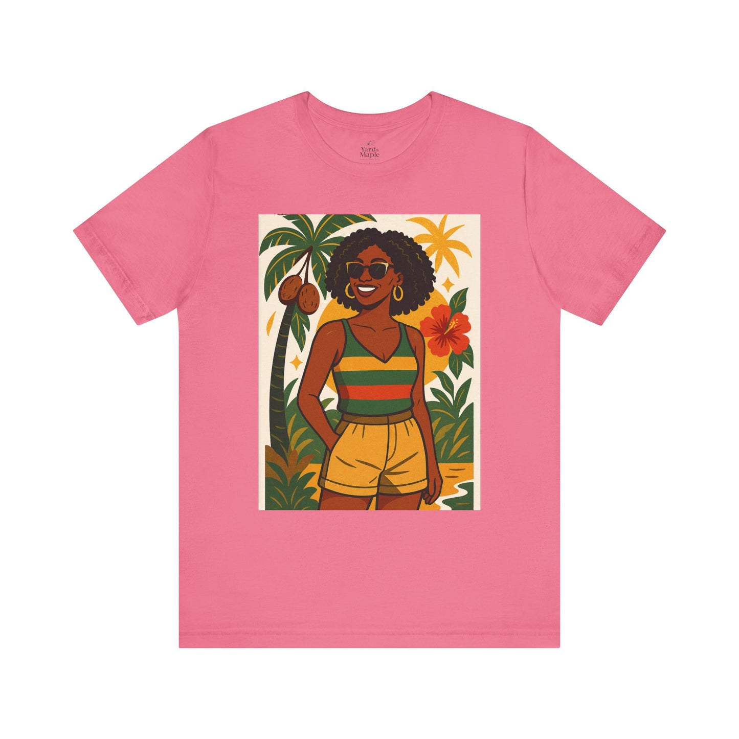 Tropical Graphic Tee for Summer Vibes, Beach Wear, Vacation Style, Graphic T-Shirt for Women, Summer Gift, Casual Outfit
