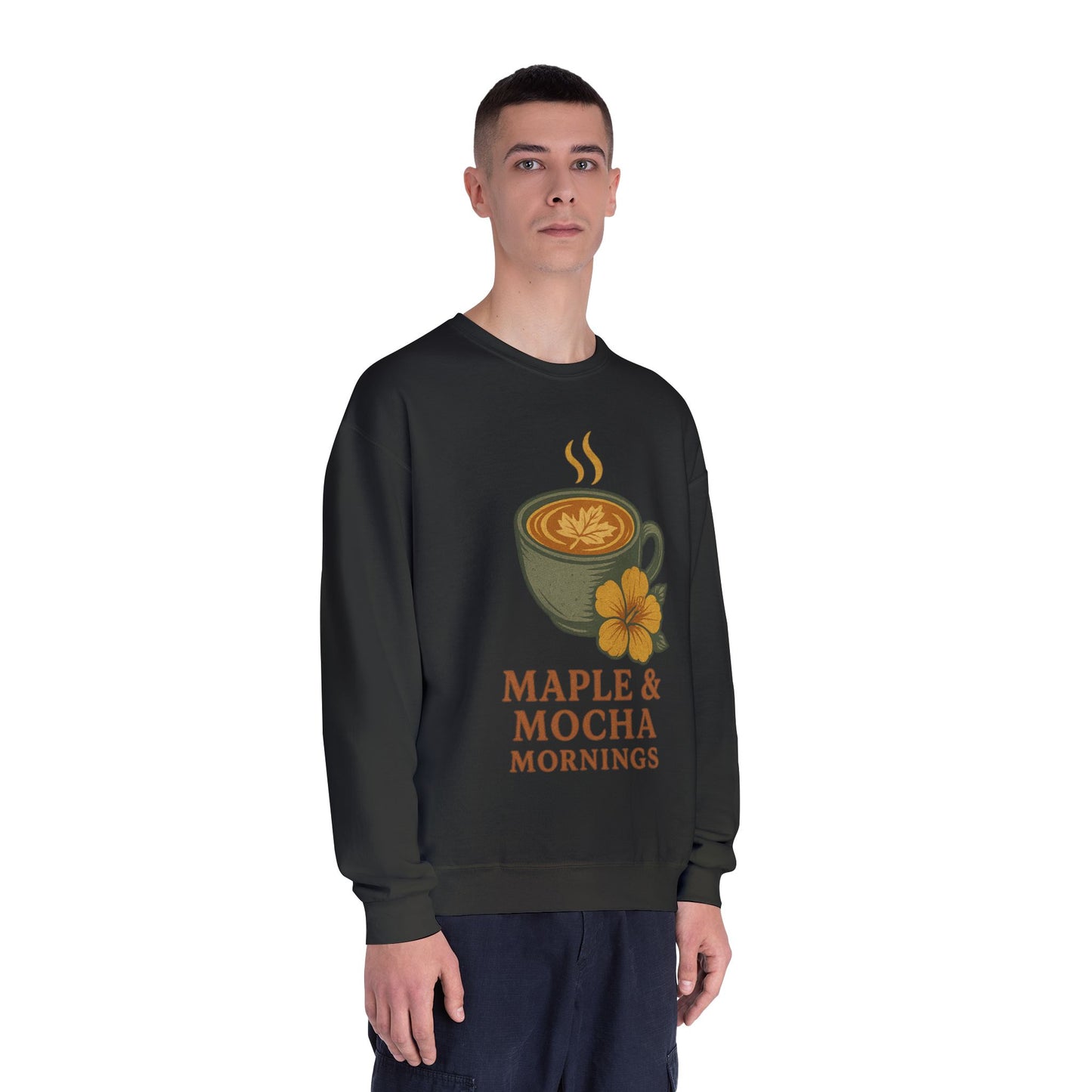 Cozy Coffee Sweatshirt - Maple & Mocha Mornings Unisex Crewneck, Warm Gift for Coffee Lovers, Casual Fall Fashion, Weekend Relaxation